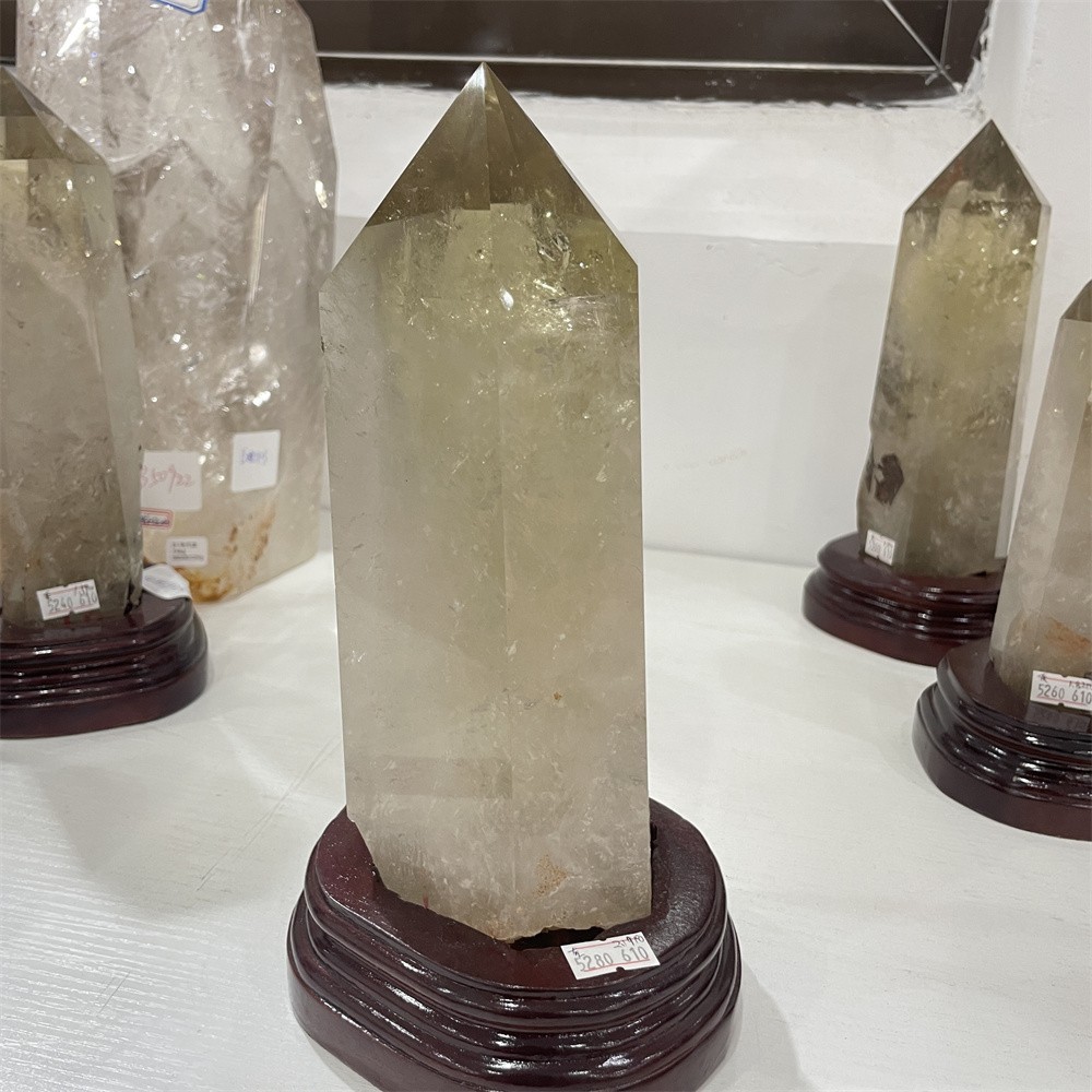 4.8LB 9.8″ Natural Smoky Quartz Obelisk Tower Crystal Quartz Healing+stand