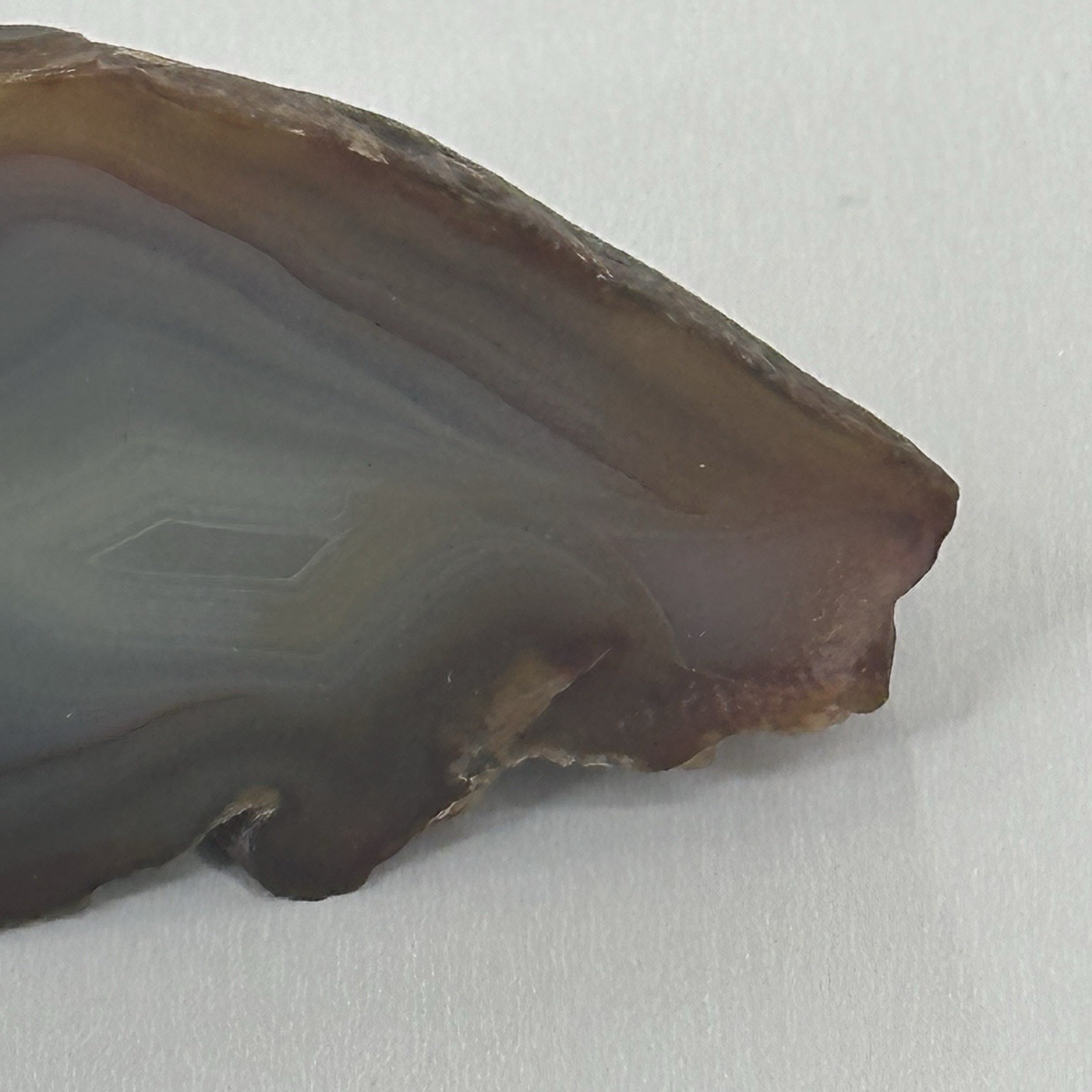 Polished Agate Approximately 3 1/8″ x 2 7/8″ Residual Glue Banded Sample #4