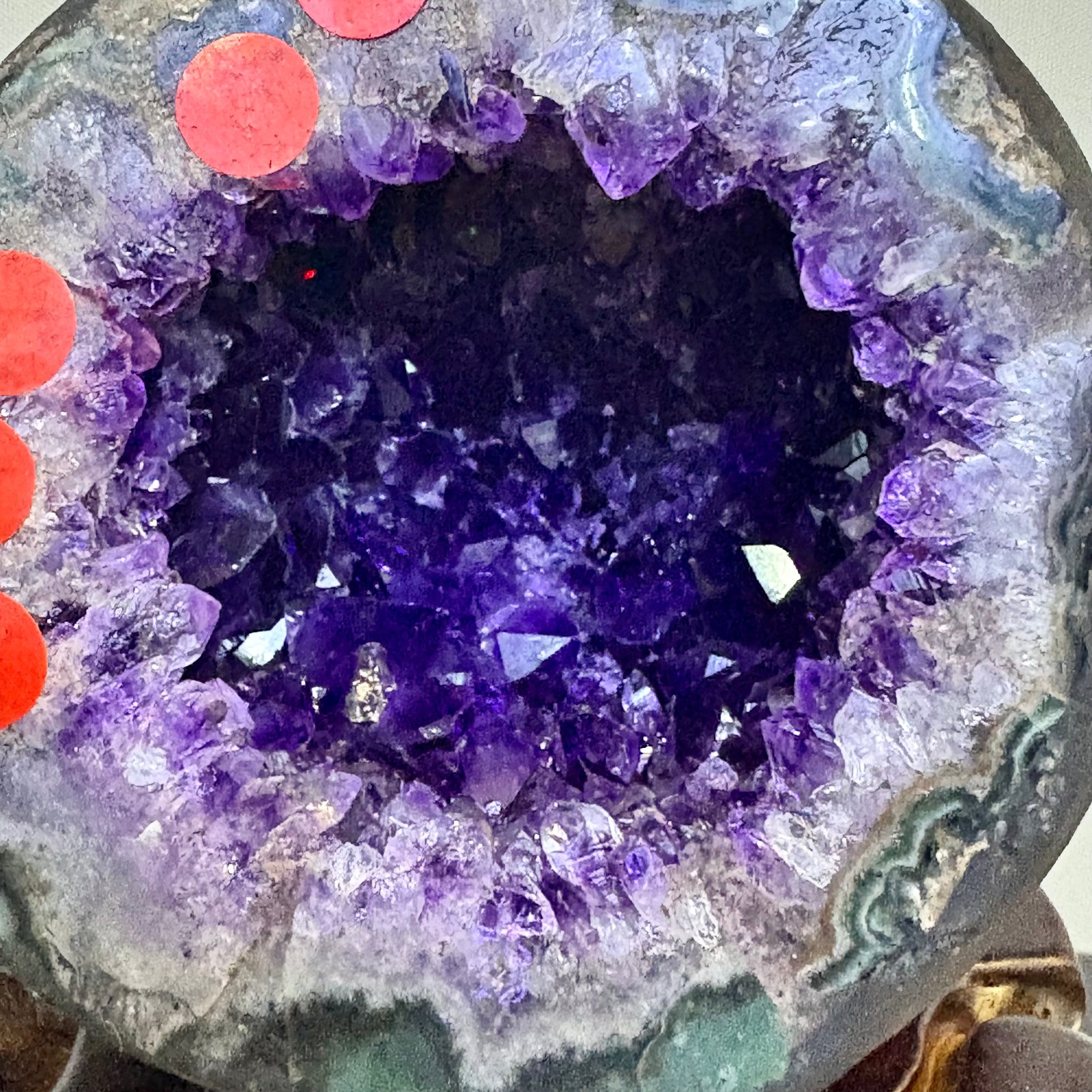 6.83LB Natural uruguay amethyst geode quartz money bag crystal +stand
