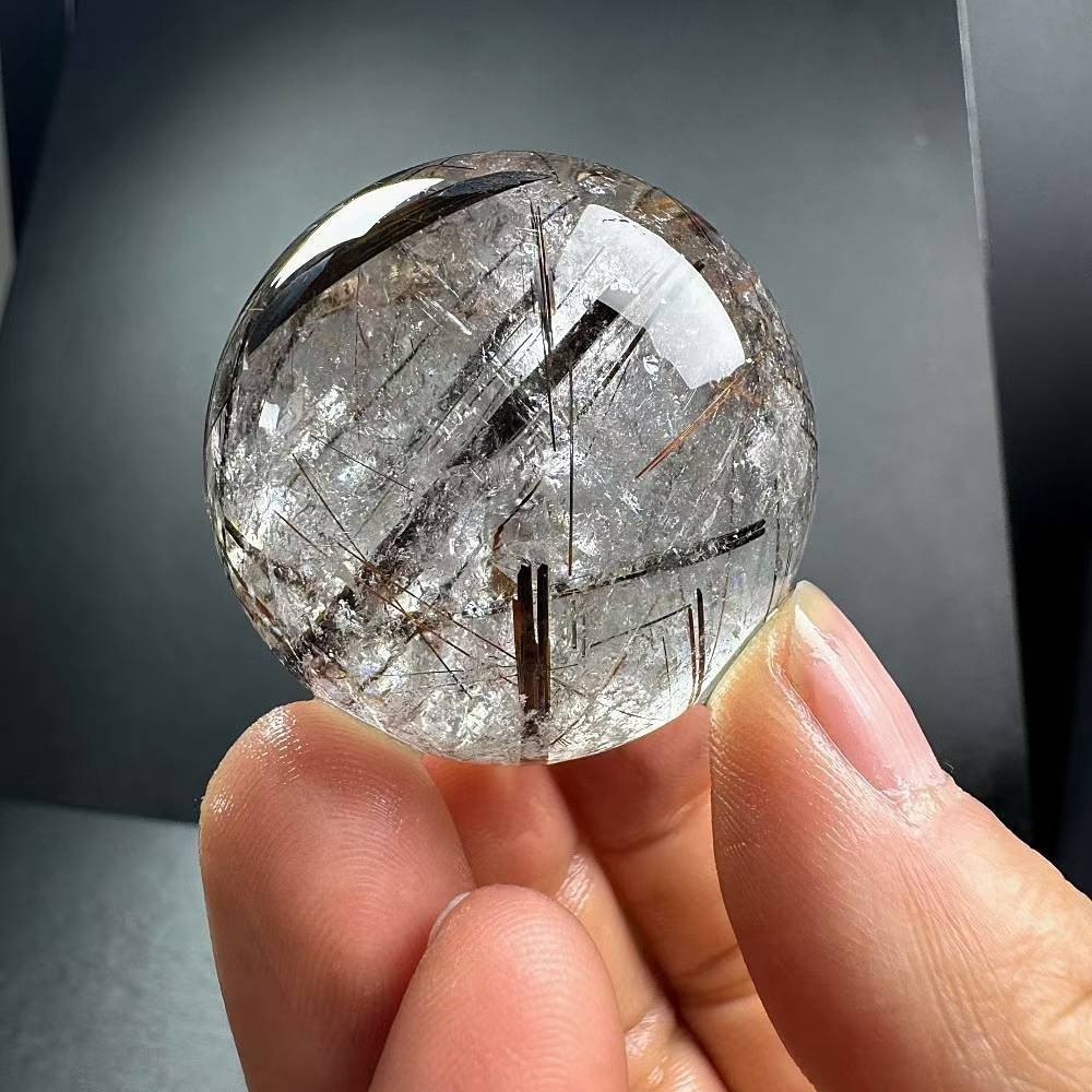 100g Natural Rutilated Quartz Sphere Crystal Ball Mineral reiki Decor