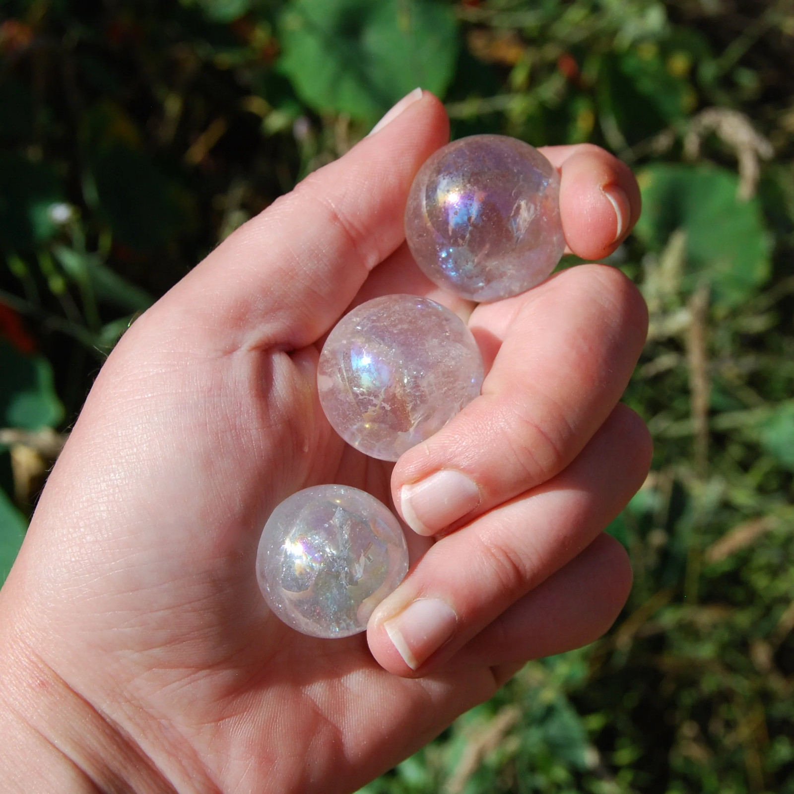 ONE Small Angel Aura Clear Quartz Crystal Sphere, 20mm to 40mm