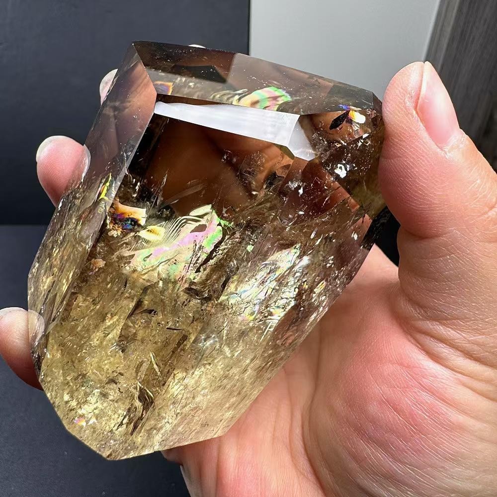494g Natural Citrine Quartz Carved Freeform Crystal Reiki Healing Decor