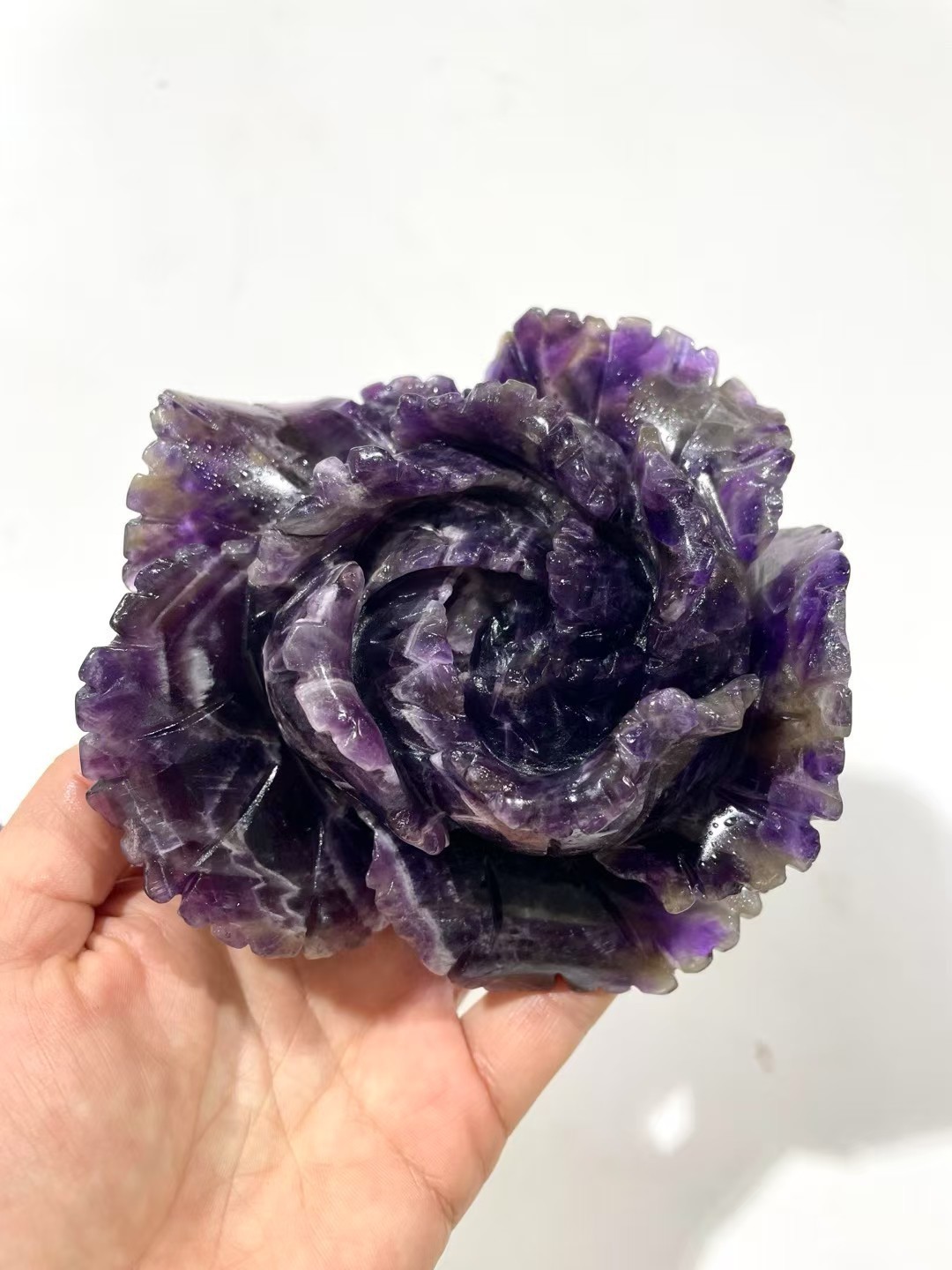 1pc Natural dream amethyst quartz Carved Flower Skull Crystal Reiki Decor Gift
