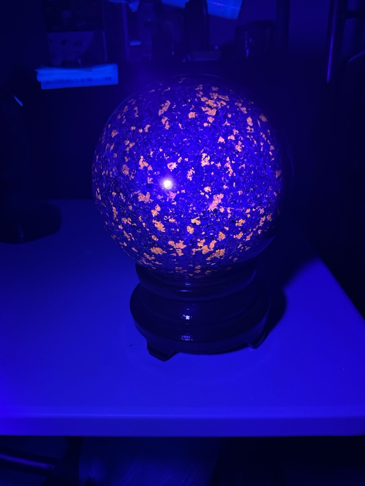 Yooperlite on Display Stand (Shown Under UV Light)