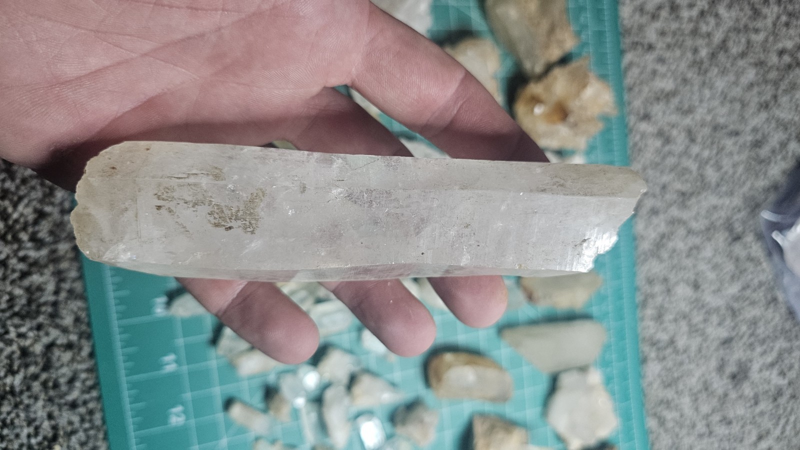 Huge Lot Of Quartz Crystal Points And Clusters. Iron Stained.