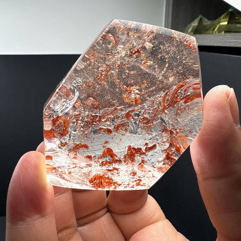 206g Natural Red gum flower Quartz Mineral Specimen Energy Cystal Reiki Decor