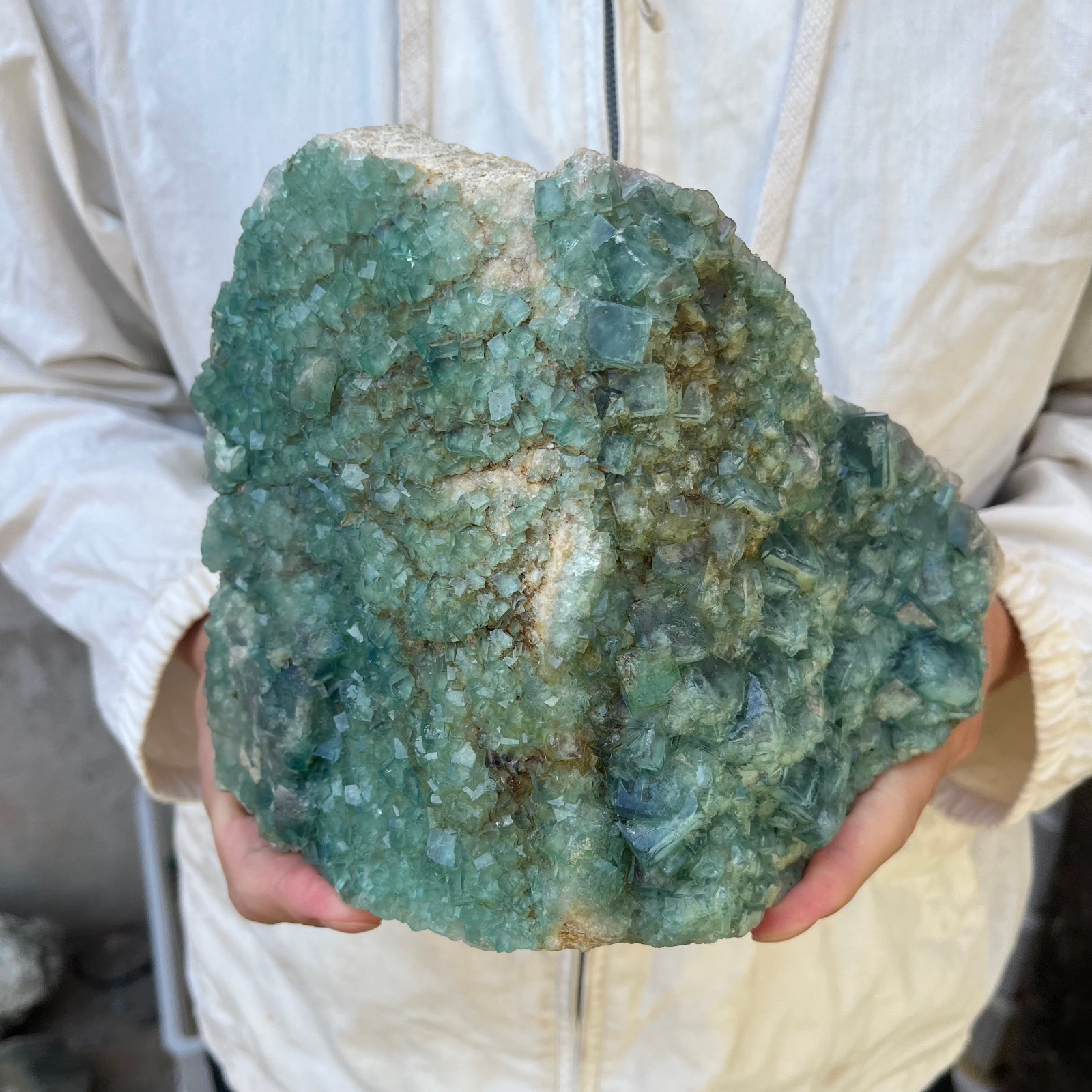 7.5LB NATURAL Green Cube FLUORITE Quartz Crystal Cluster Mineral Specimen