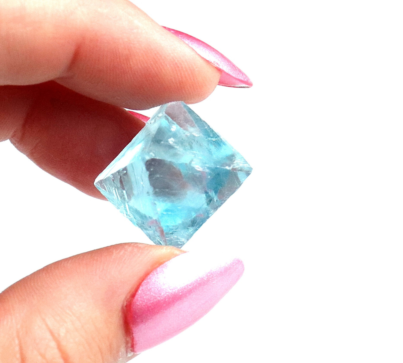 Fluorite Octahedron Gemmy Sky Blue Color Cave In Rock, Illinois 2.4 Cms