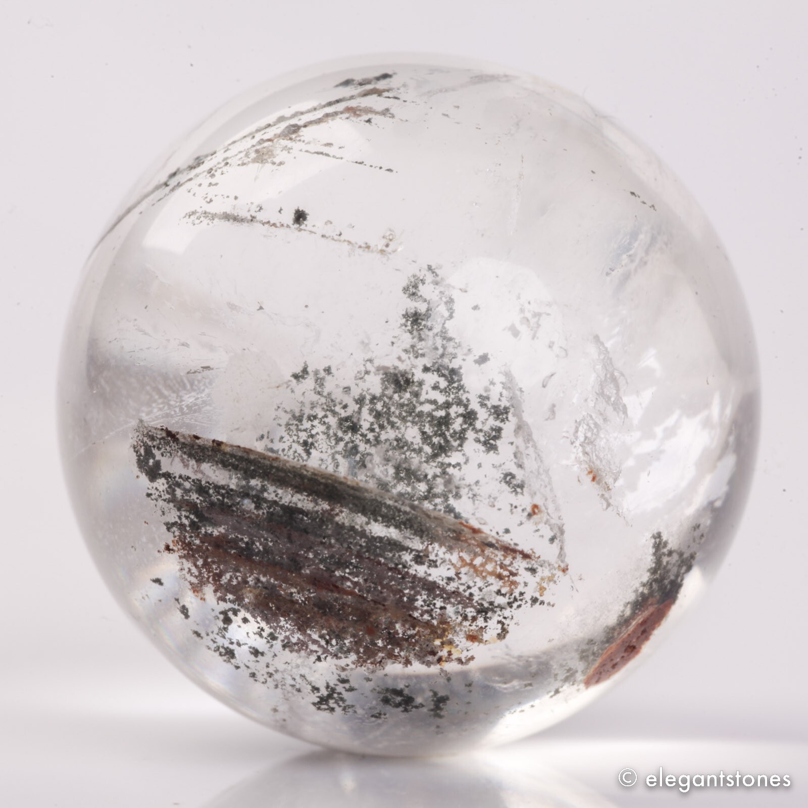 69g36mm Natural Garden/Phantom/Ghost/Lodolite Quartz Crystal Sphere Healing Ball