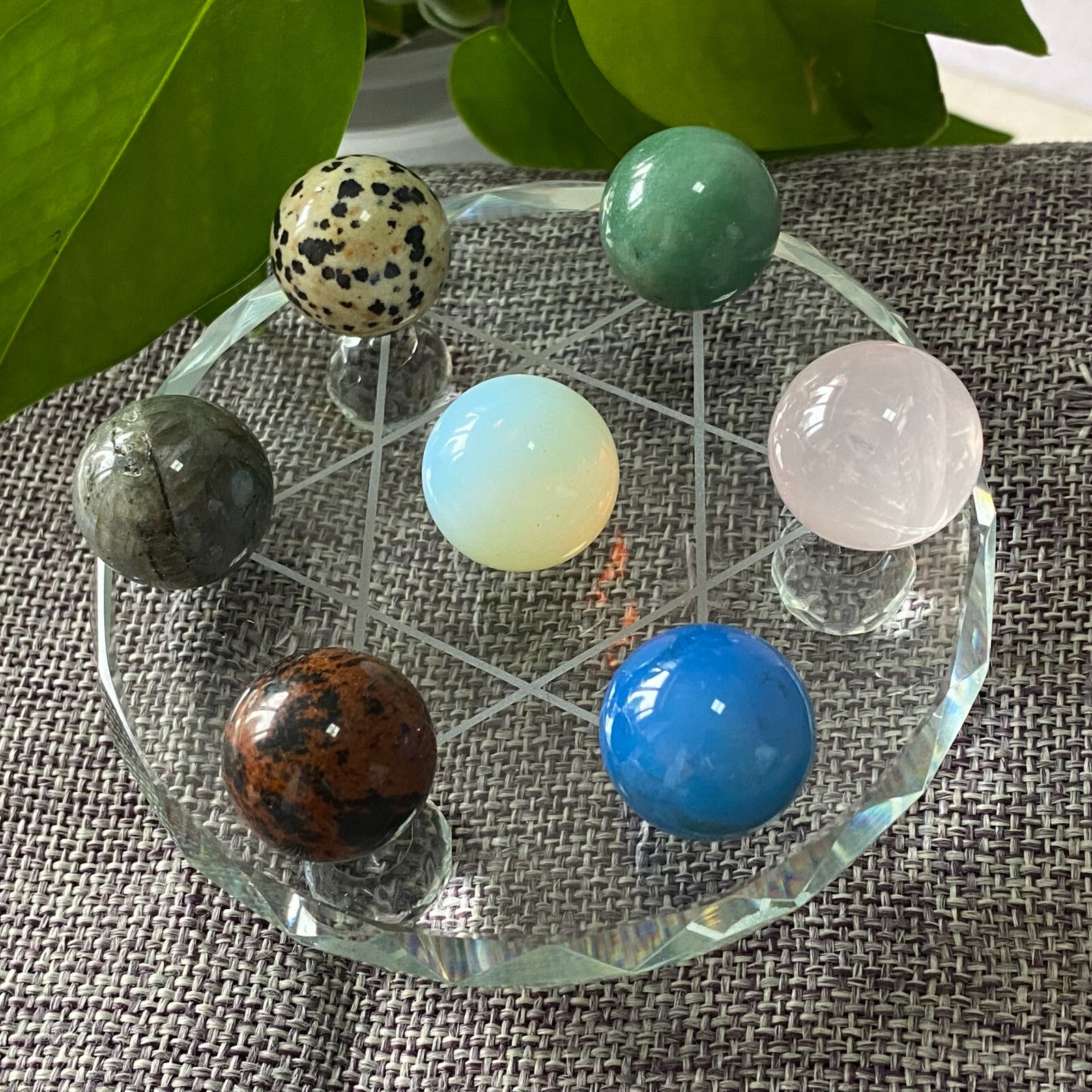 TOP Natural a lot Quartz Seven star array Sphere Quartz Crystal Reiki+stand 1PC