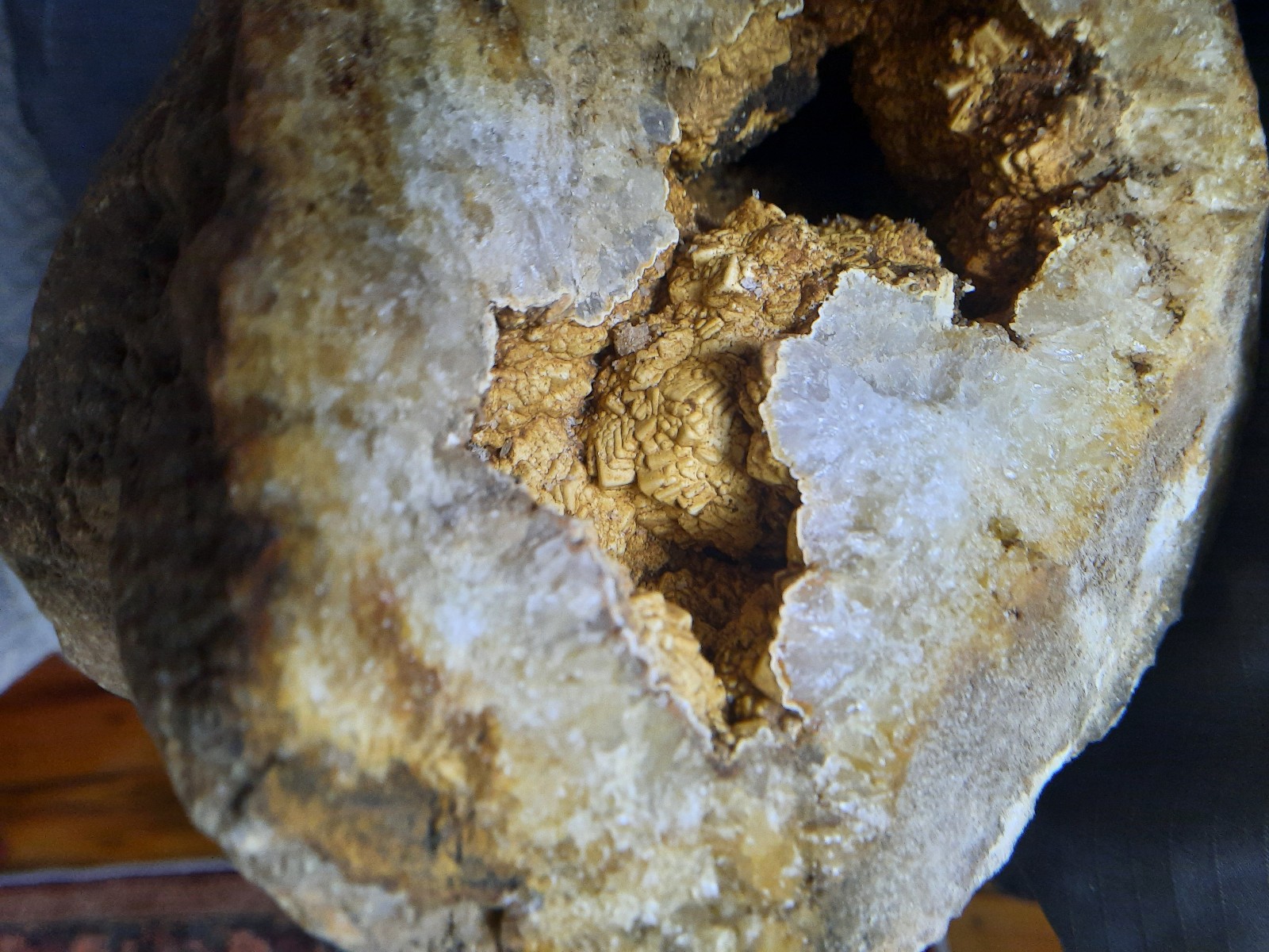 Giant Brown Calcite Geode with Crinoid Fossils. Southern KY. 9X8X8″, 17.2 LBS