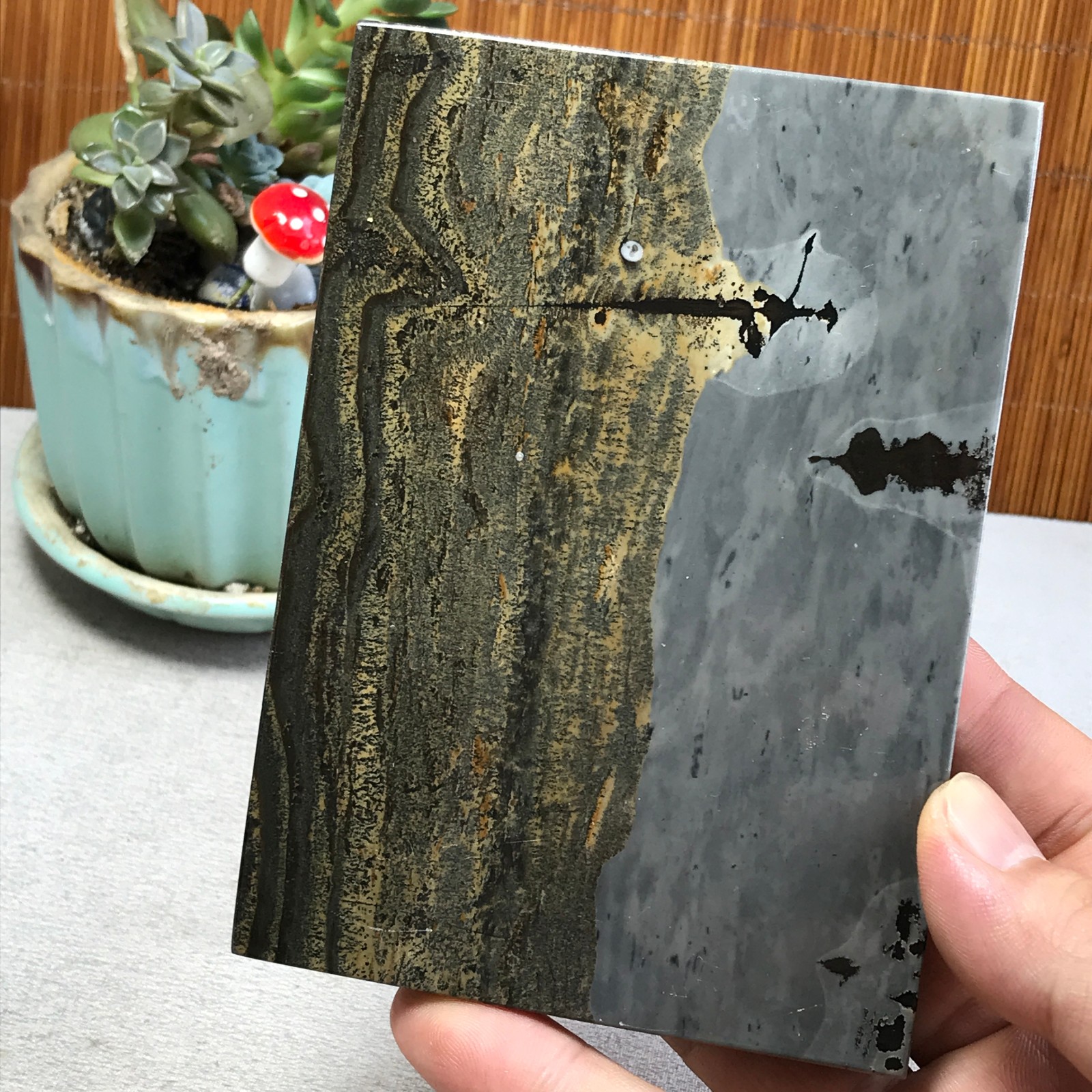 290g Natural Chinese painting stone crystal ornaments for home decoration A6423