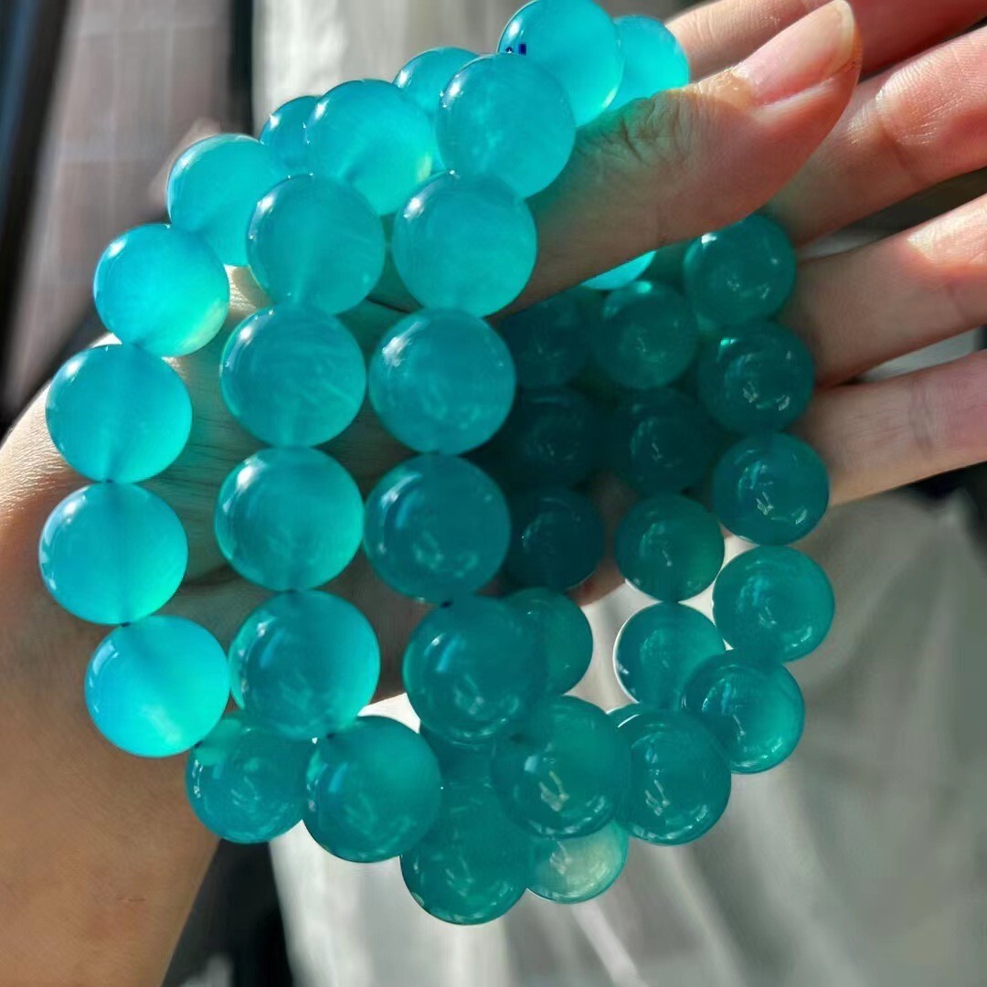 Natural Ice Amazonite Mozambique Gems Round Beads Bracelet 16mm AAAA