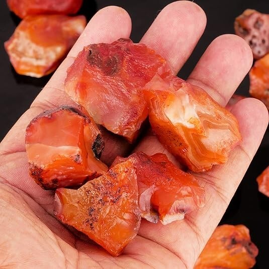 3Pcs Rough Carnelian Raw Stones Red Agate Rocks Crystal Mineral Specimens