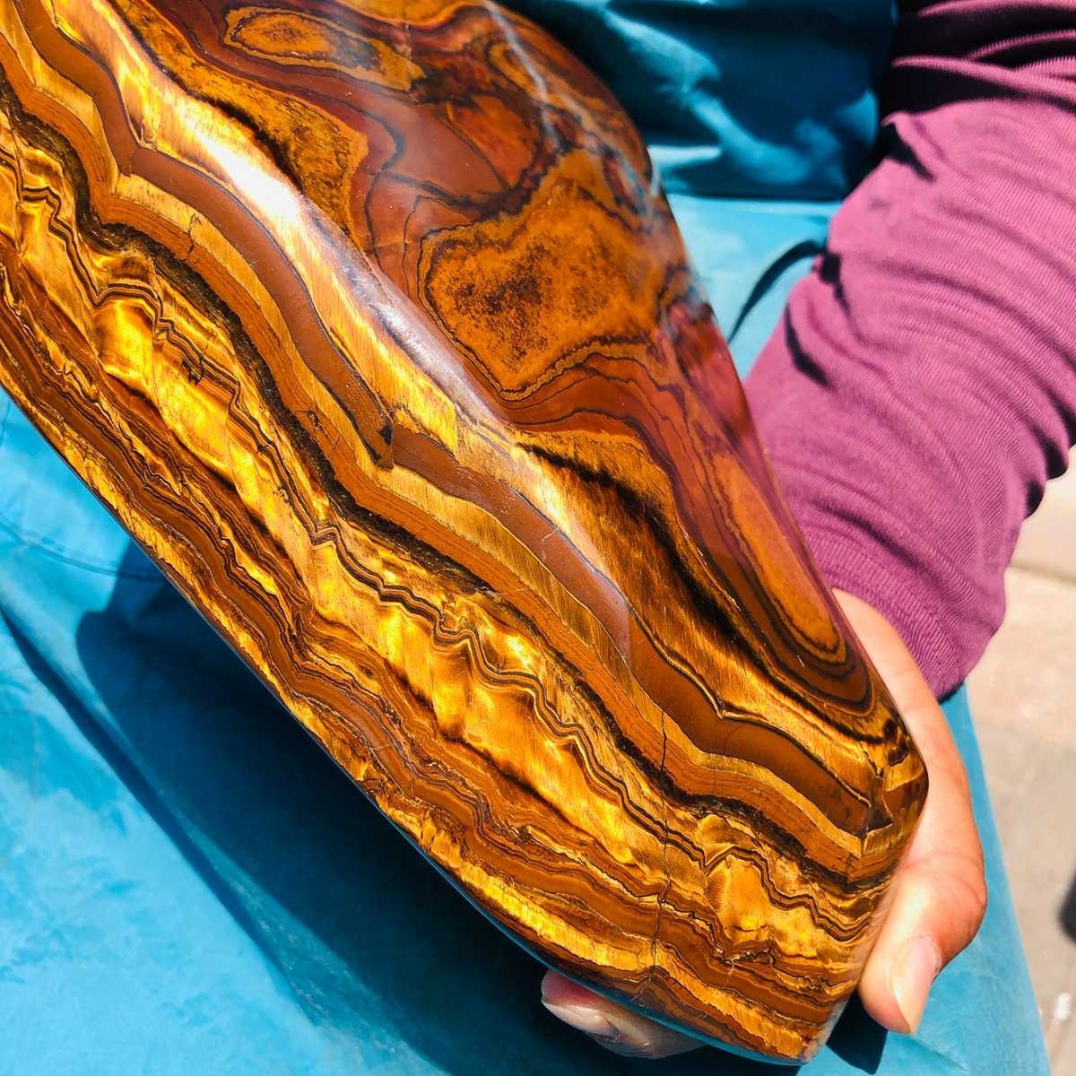 4980G Large Natural Tiger’s Eye Quartz Crystal Rough Mineral Specimen MH5345