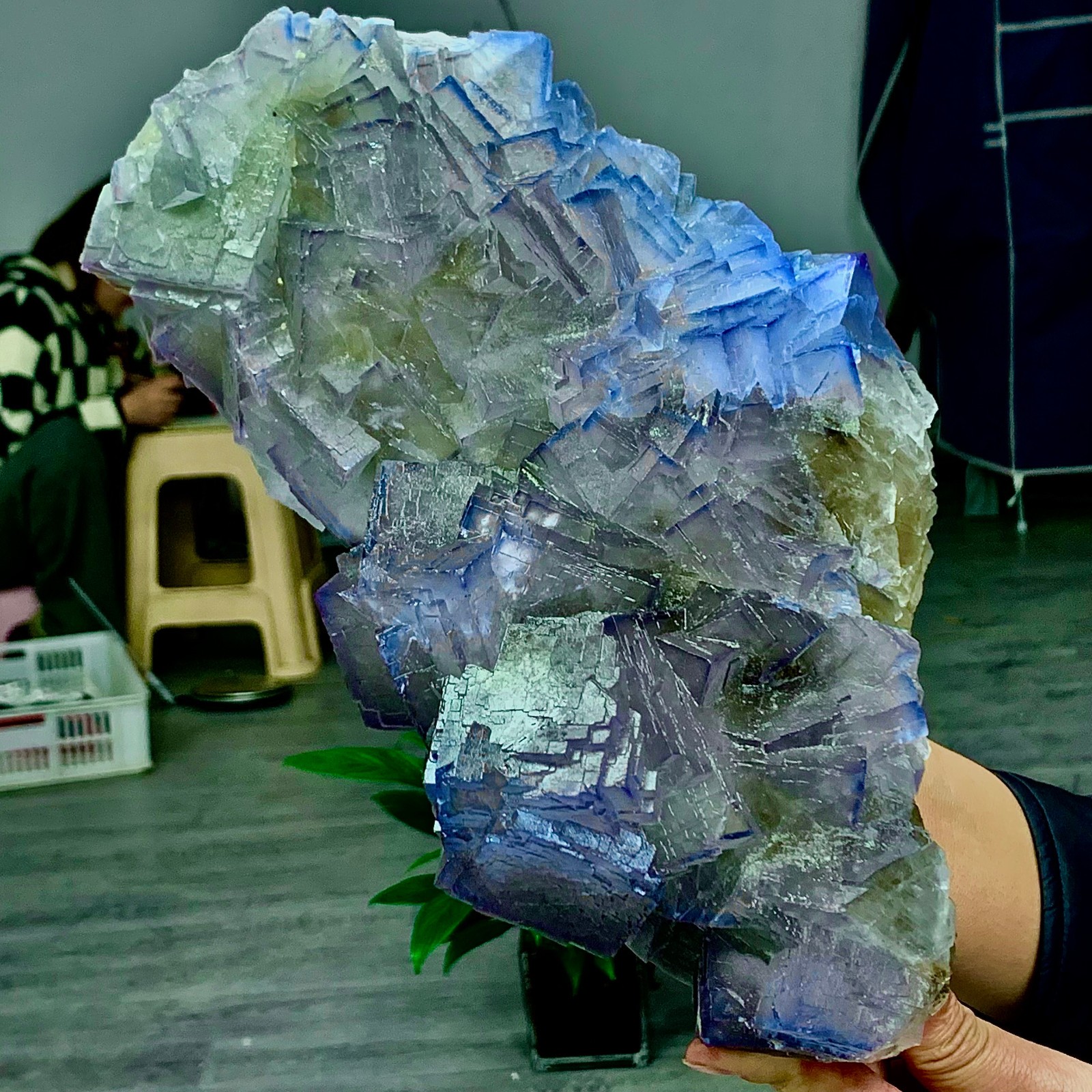9.57LB Natural purple QR code fluorite cubic crystal mineral specimen