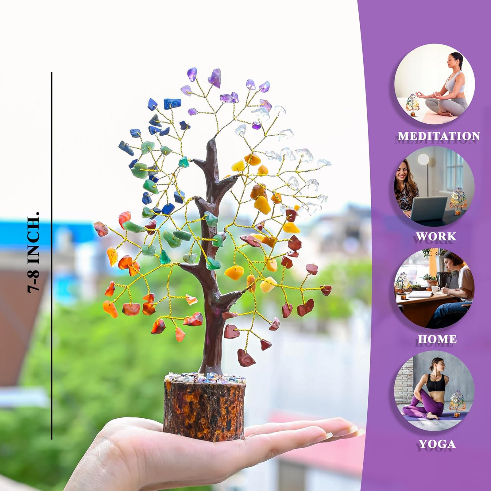 Crocon 7 Chakra Crystal Tree of Life Office Decor Meditation Gift for Women Home