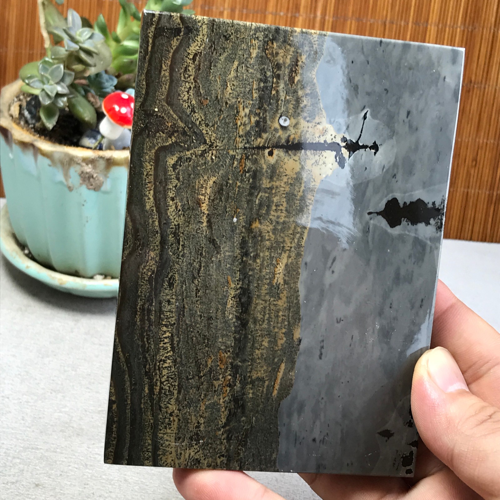 290g Natural Chinese painting stone crystal ornaments for home decoration A6423