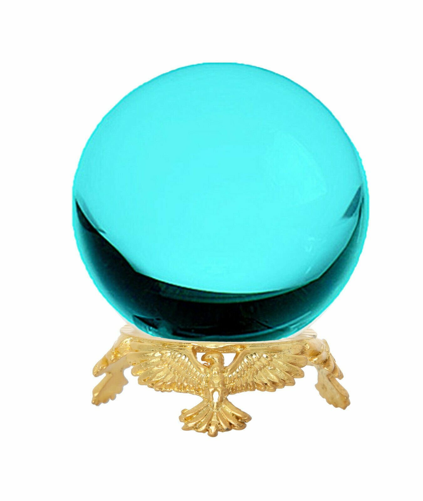 Crystal Ball 50mm Sphere for Feng Shui, Meditation, Decor, with Gold Eagle Stand
