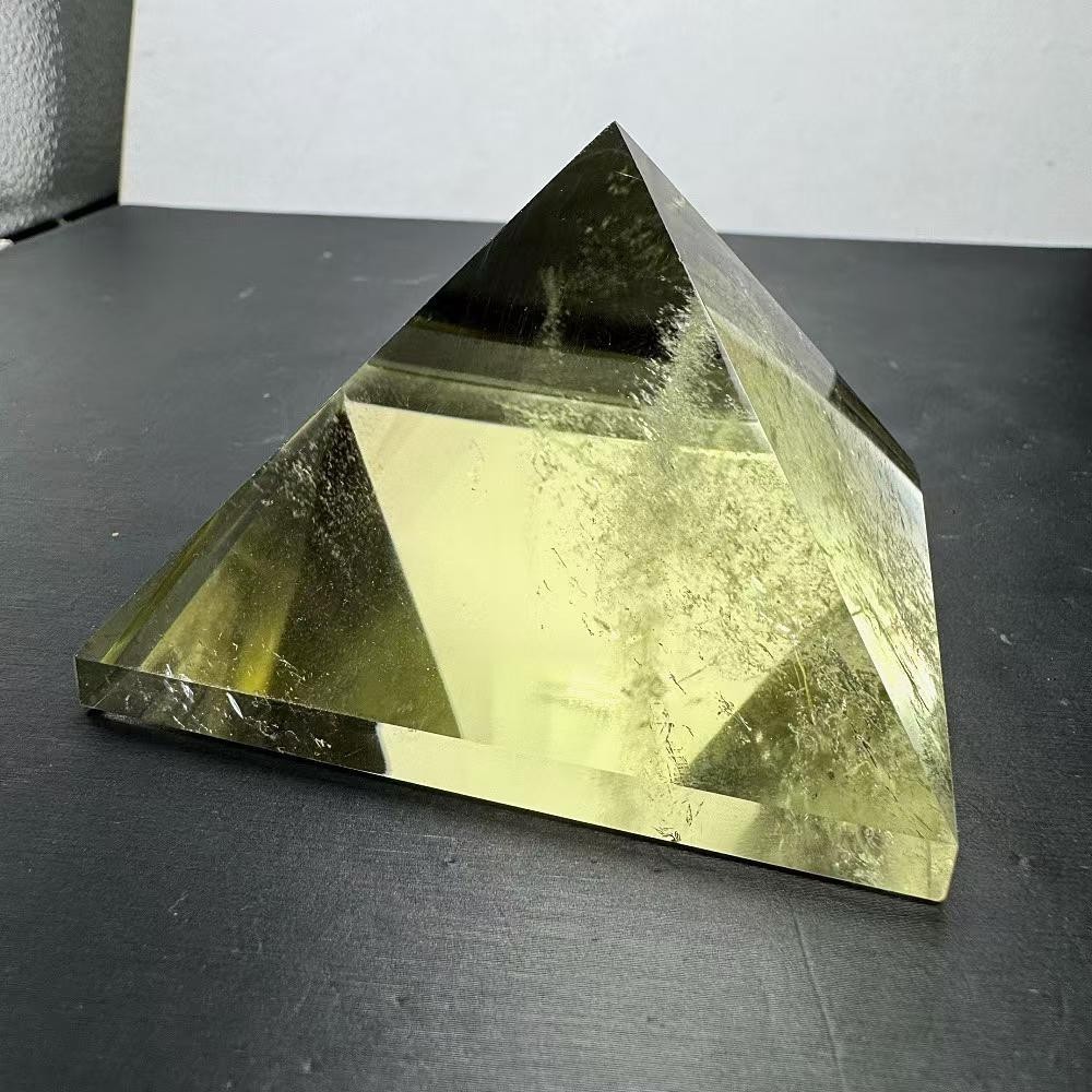 320g Natural Citrine Quartz Carved Pyramid Crystal Reiki Healing Decor