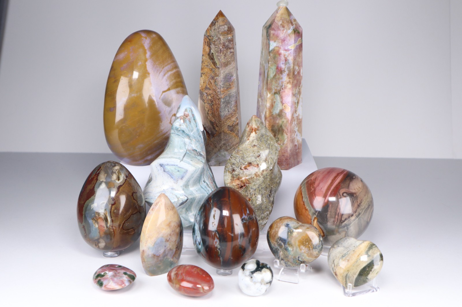 HUGE Polished JASPER CRYSTALS Collection – 12.5 lbs Mixed Sea Jasper Polychrome
