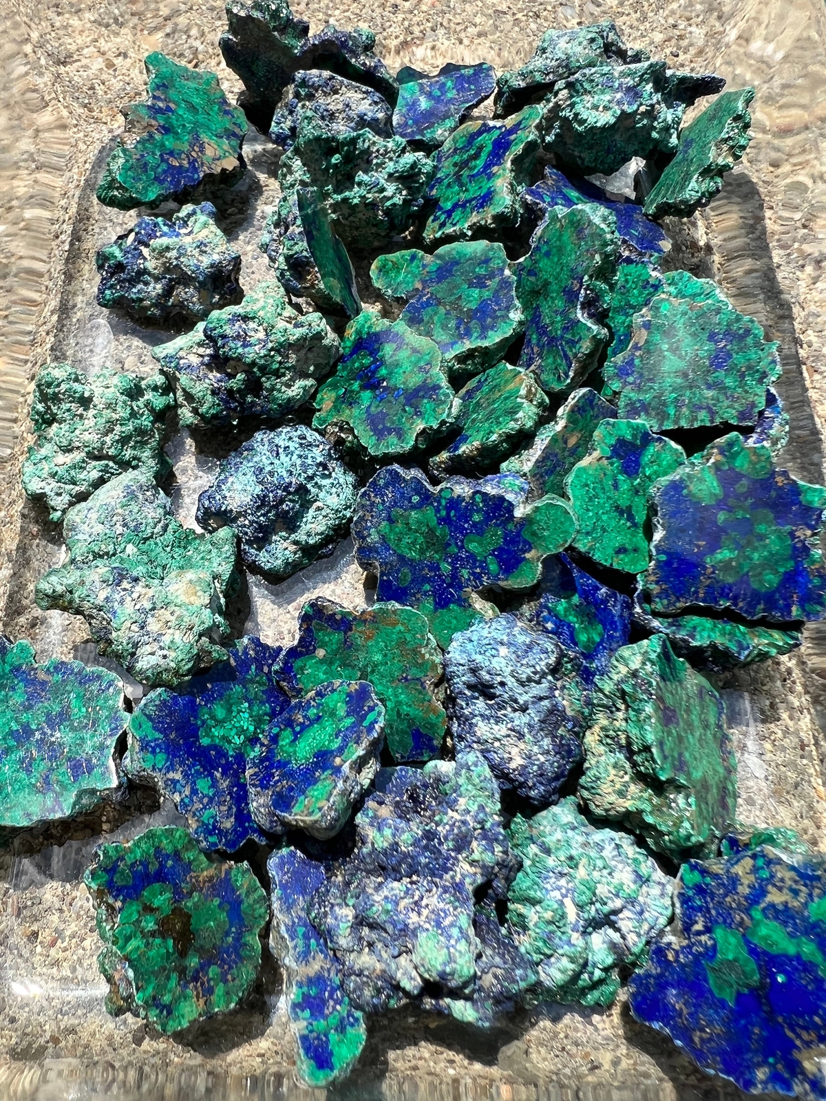 Azurite Malachite Slice Grade AAA Natural Azurite Poteryaevskoe Mine, Siberia