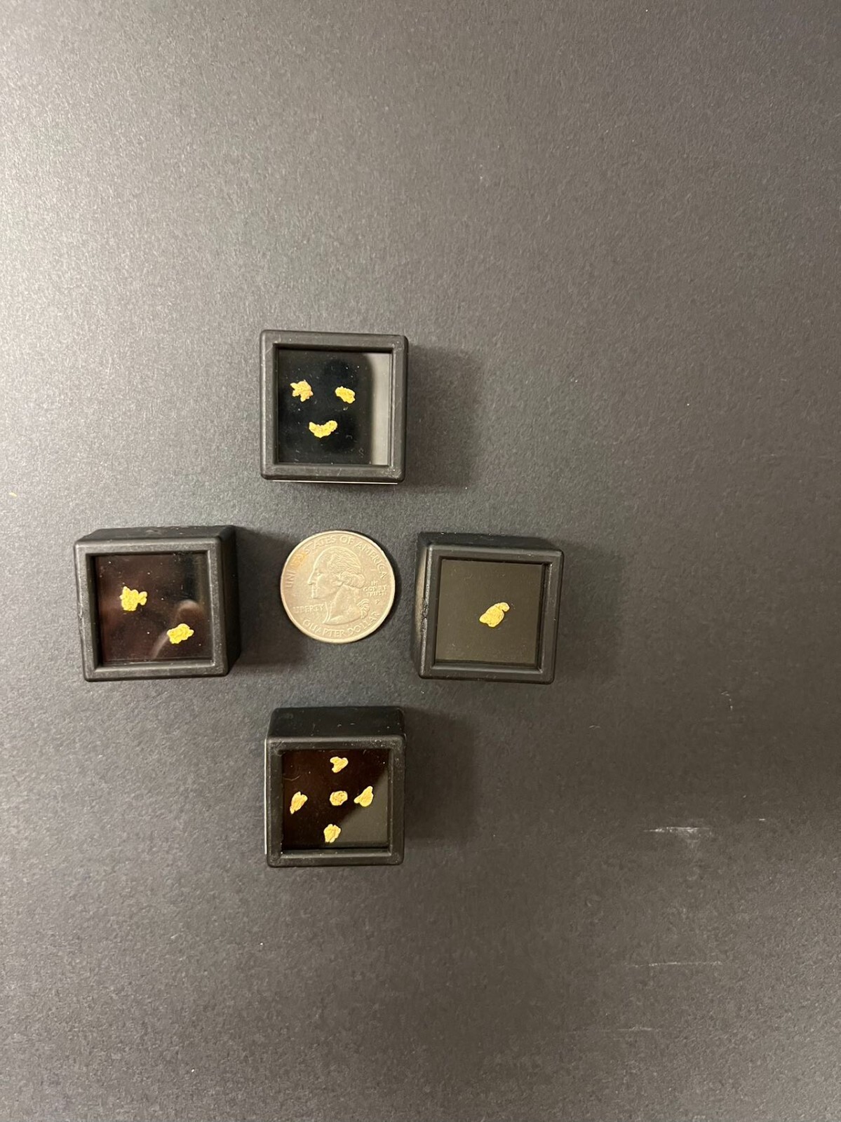 small Gold nuggets in box 3-4 grains Gold each box.Minimum order is 2,or buy all