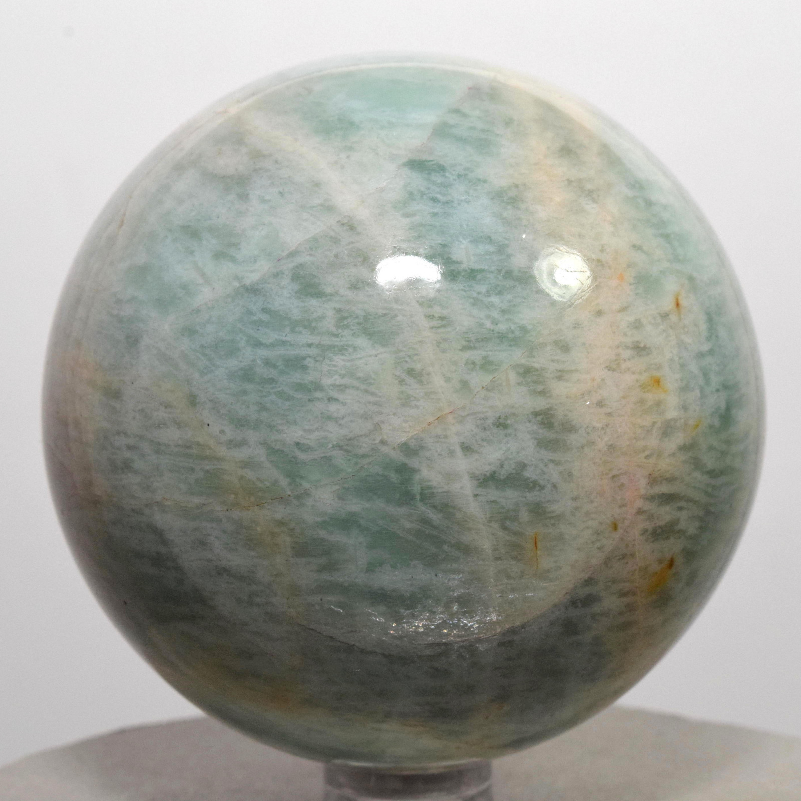 2.6″ Amazonite Sphere Green Natural Sparkling Crystal Feldspar Mineral – India