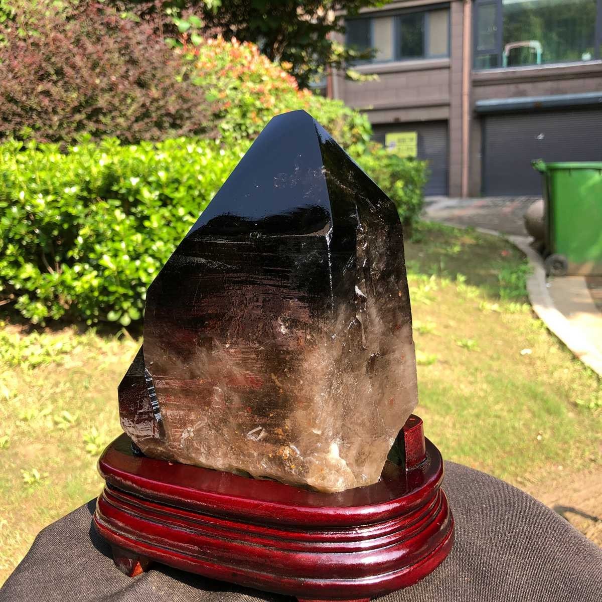 7.96LB Natural Dark tea quartz Crystal Specimen Reiki Mineral Add bracket 2343