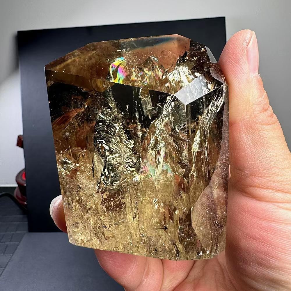 494g Natural Citrine Quartz Carved Freeform Crystal Reiki Healing Decor