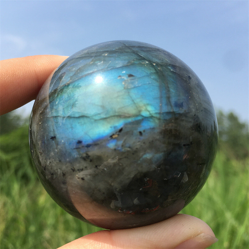 40mm Natural Rainbow Labradorite Ball Quartz Crystal Sphere Reiki Healing Gift