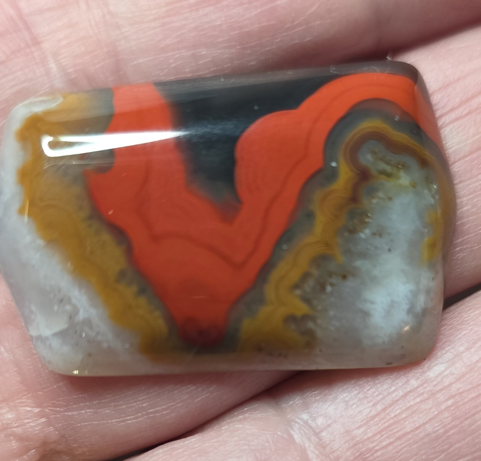 Rare Red Black Tan Clear Banded Kentucky Agate Cabochon Ready to Set #C-13