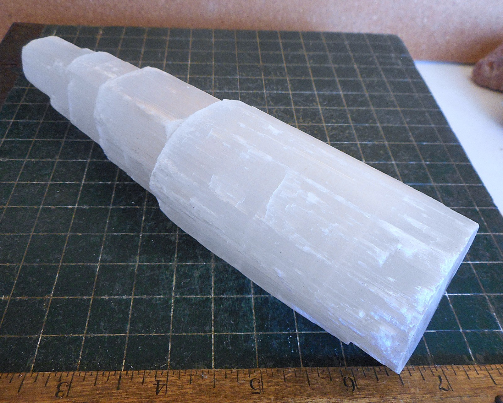 White Selenite Tower. Gypsum Specimen. 7.3″ Tall . 1.2 Pounds