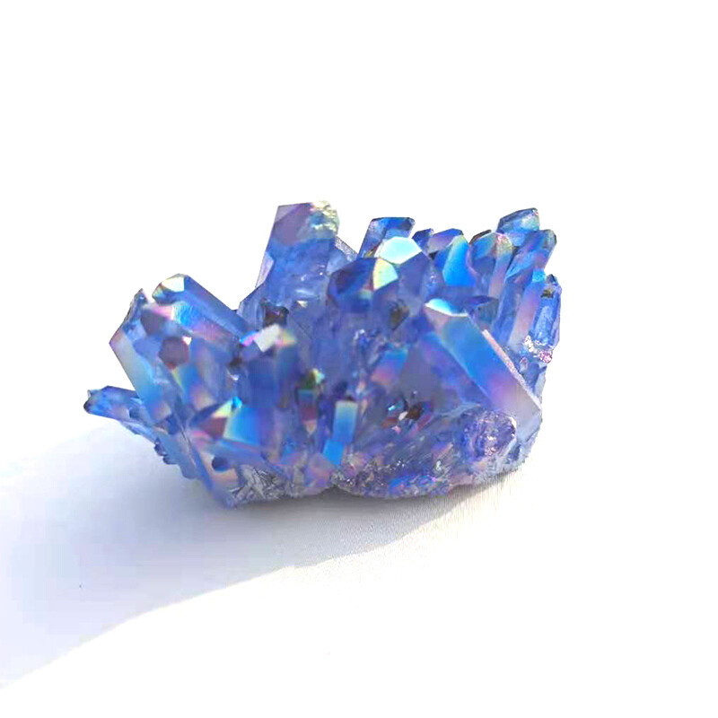 50g Natural Aura Blue Titanium Ore Stone Quartz Crystal Cluster Energy Specimen