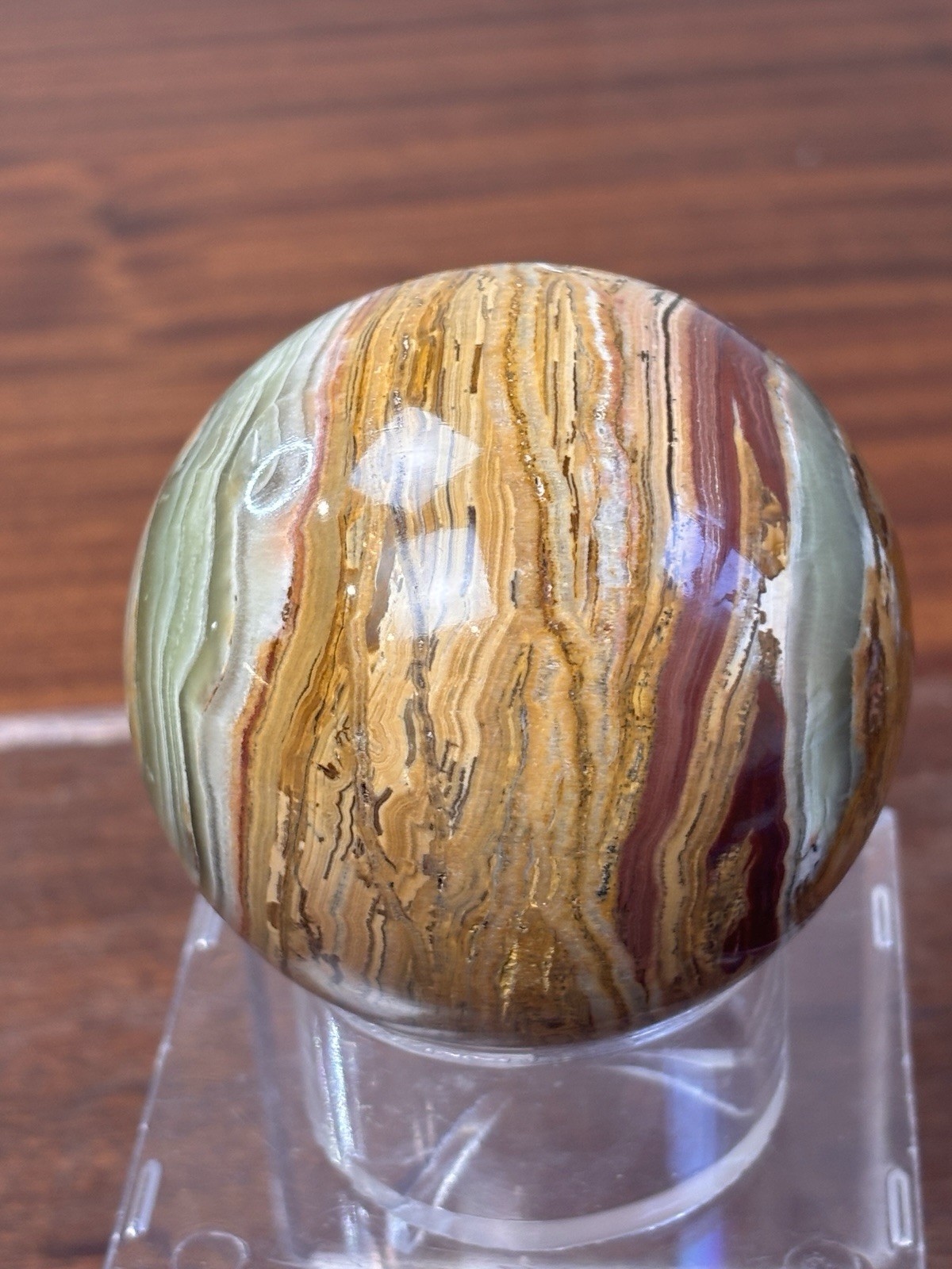 Banded Onyx sphere brown green combination Crystal Ball healing