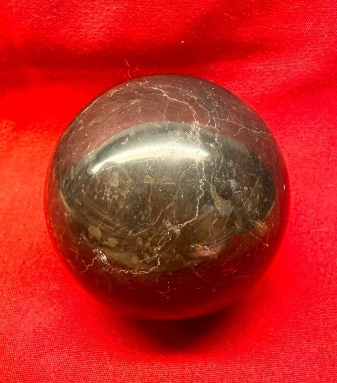 Marble or Granite BALL Sphere Black Brown Polished Carved Natural Stone ~3″ dia