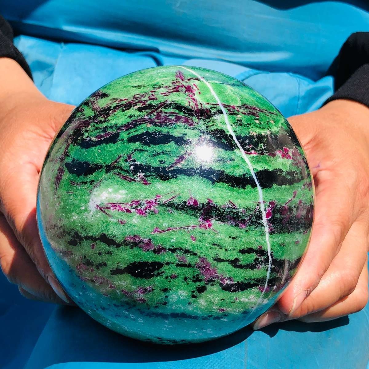 5.67 LB Large Natural Ruby Zoisite Sphere Crystal Healing Stone Specimen 5158