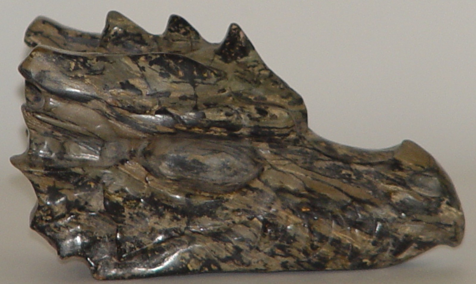Spider Web Jasper Dragon Head Carving | Polished Stone Dragon Sculpture