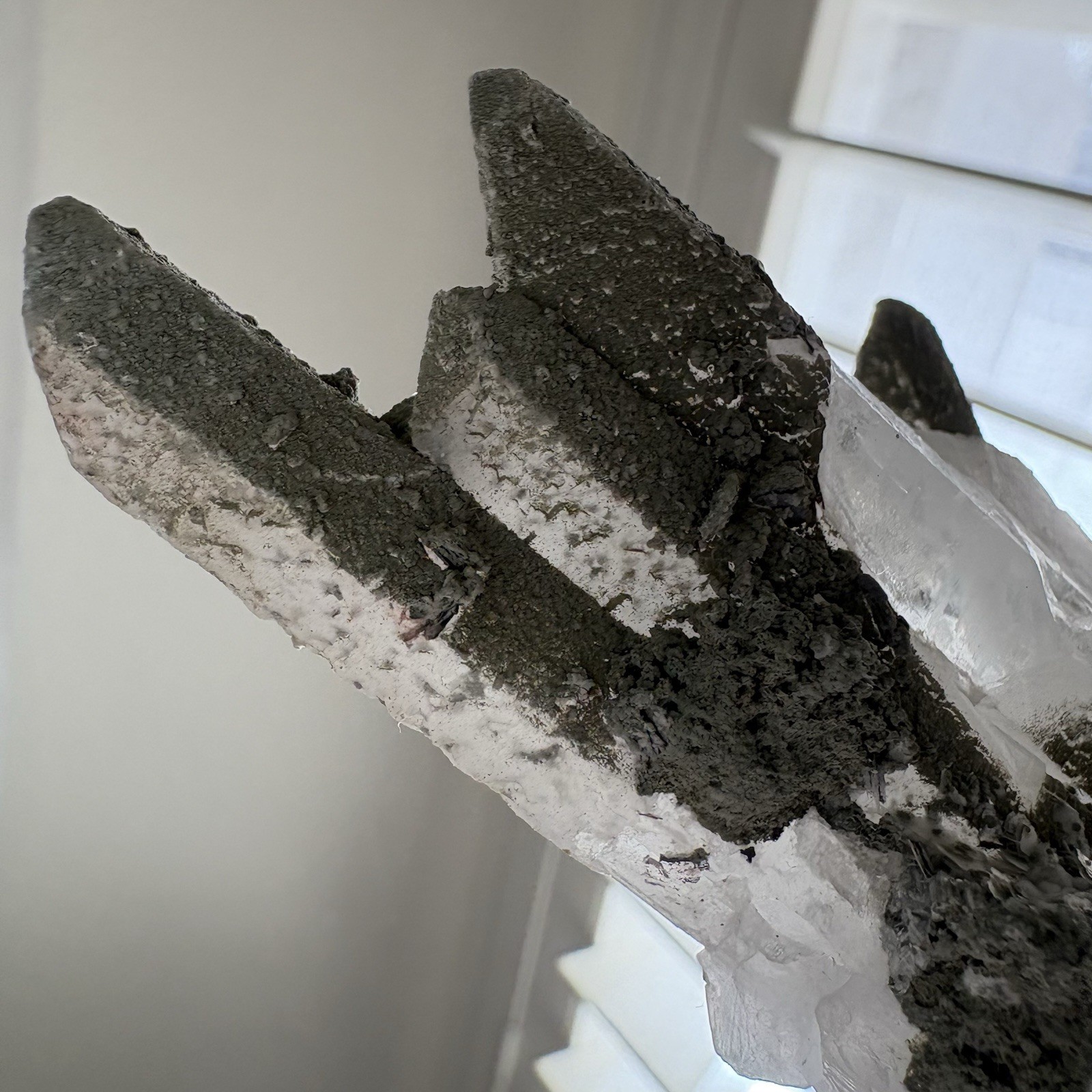 Natural Crystal High-Temp Quartz Cluster w/ Calcite Raw Mineral Fluorescent Heal