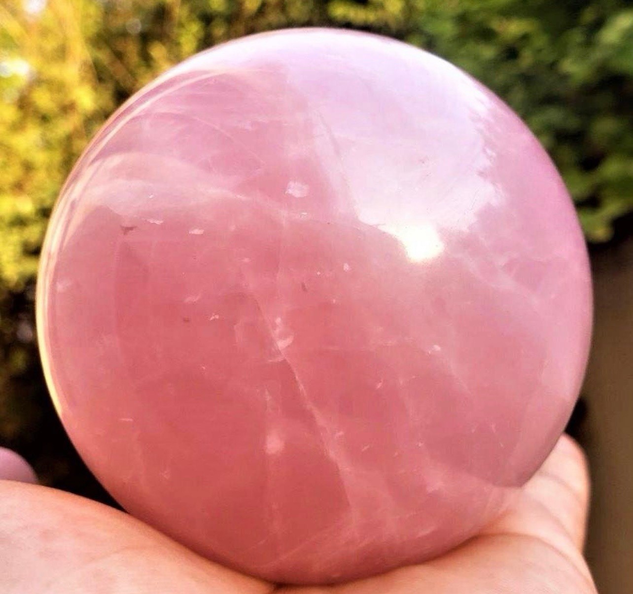 Large 3.15” Beautiful Pink Rose Quartz Sphere Crystal Ball – comes with stand