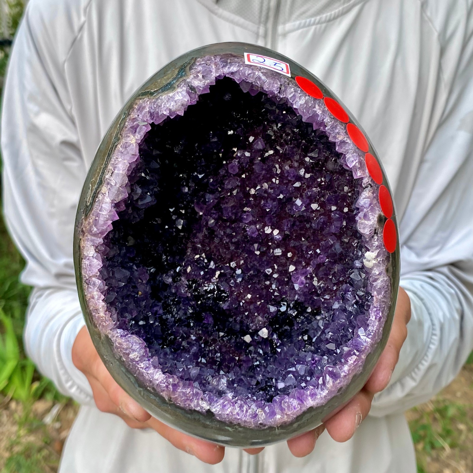 5.48LB High quality Natural Amethyst geode quartz crystal Dinosaur egg healing