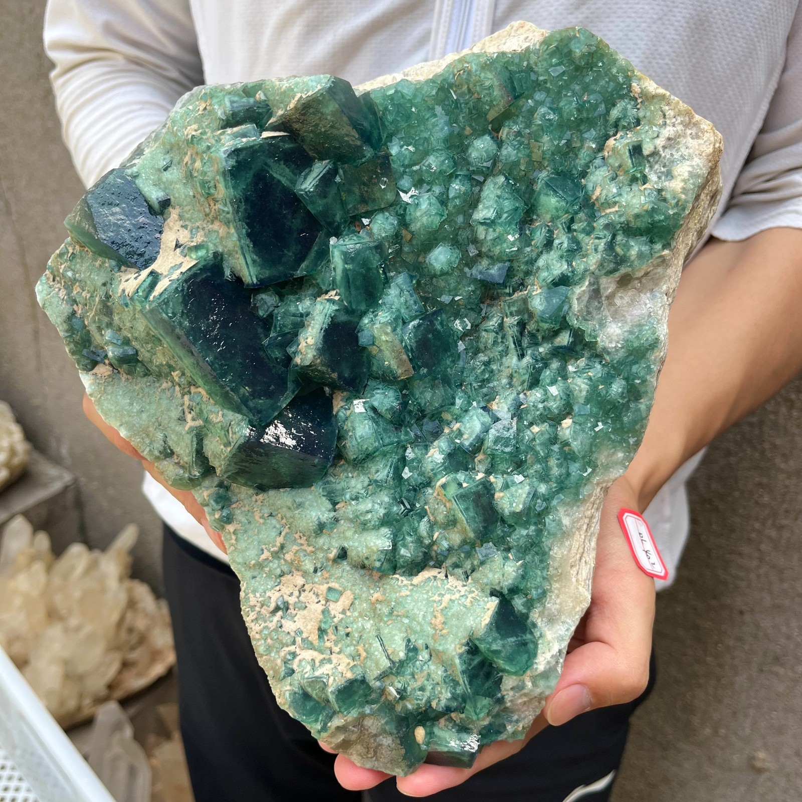 13.4lb NATURAL Green Cube FLUORITE Quartz Crystal Cluster Mineral Specimen