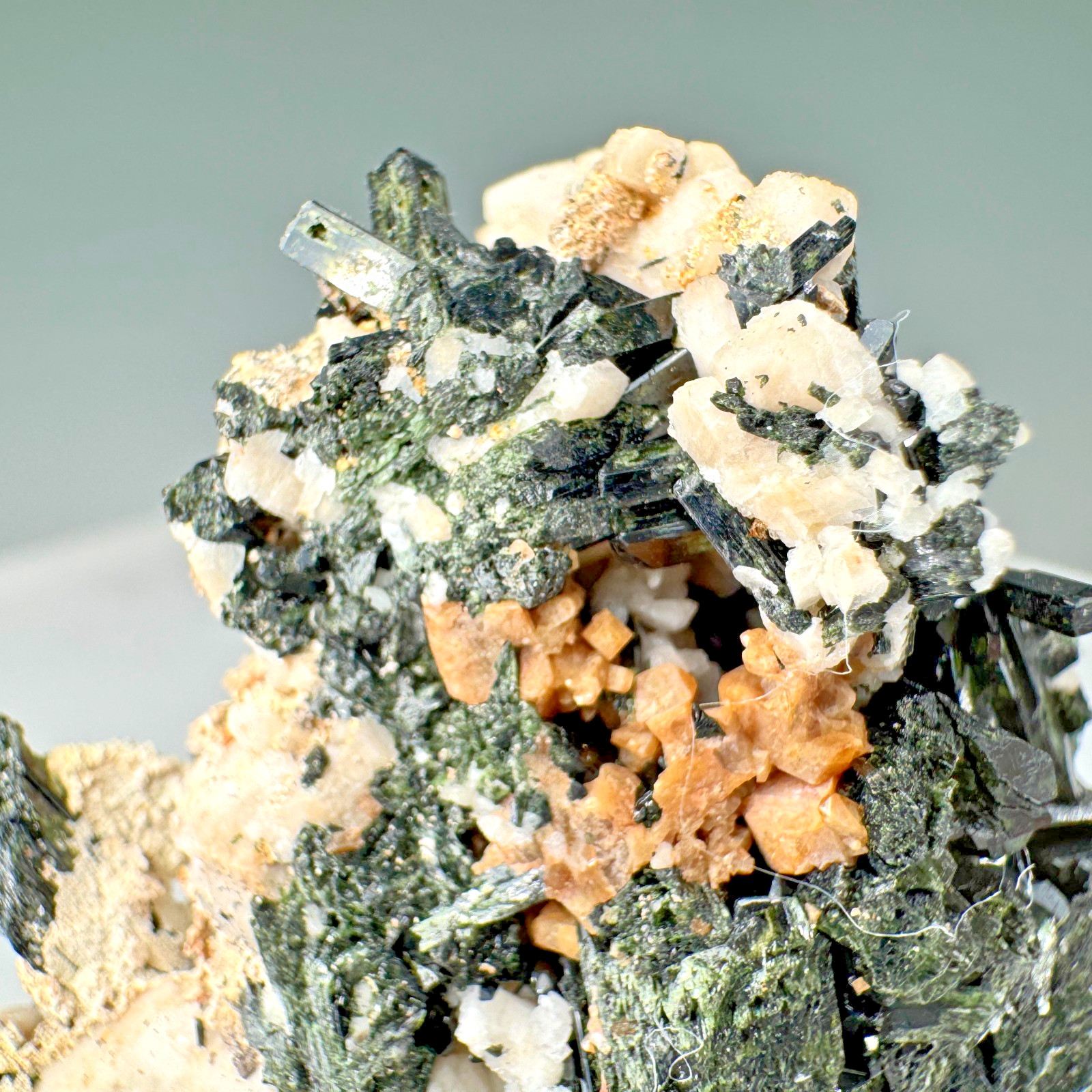 Sharp Bastnasite-(Ce) Crystal on Aegirine, Microcline: Mount Malosa, Malawi