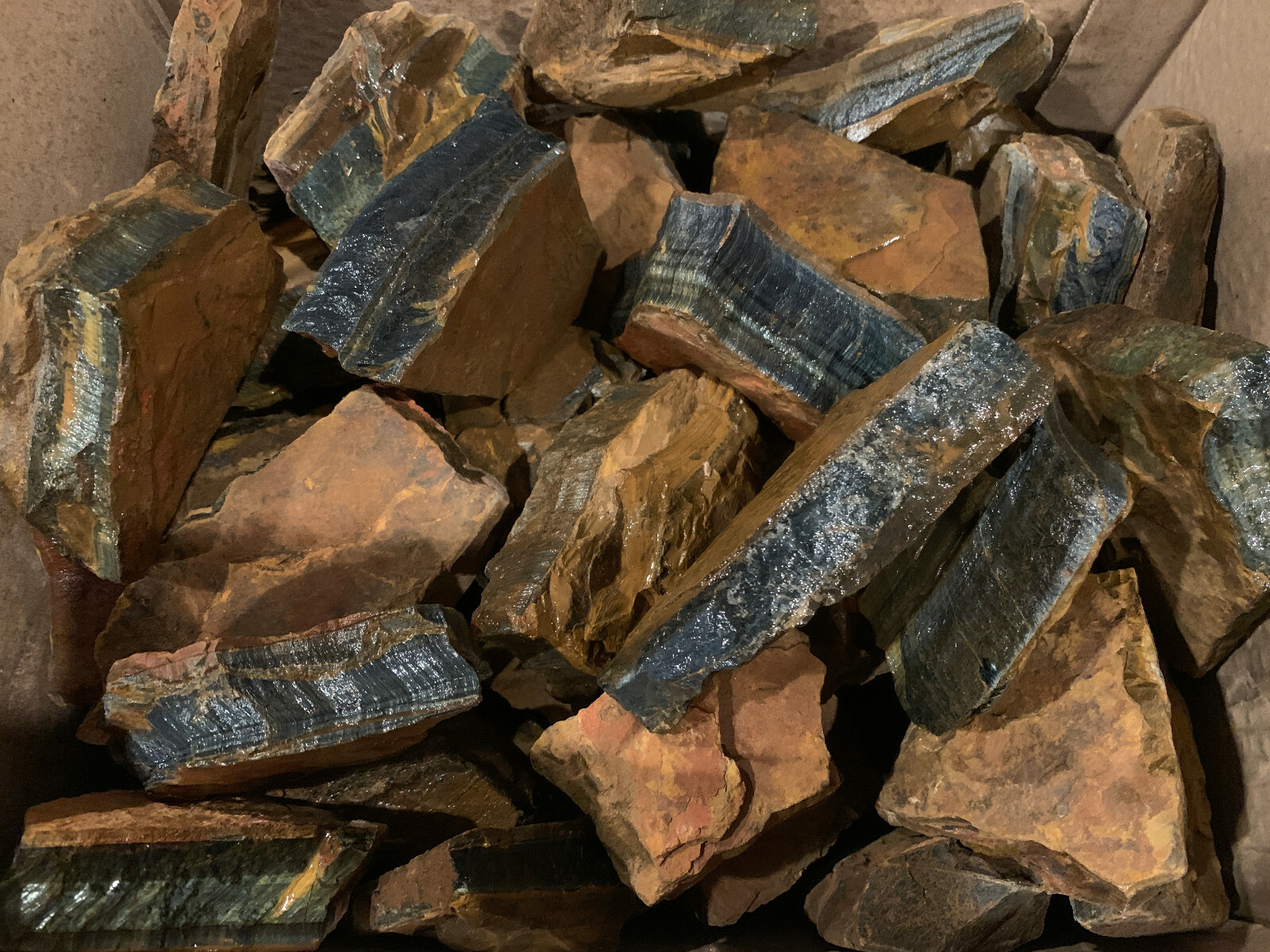 LARGE BLUE Tiger Eye Rough – 5,000 Carat Lot + a FREE Faceted Gemstone (V. RARE)