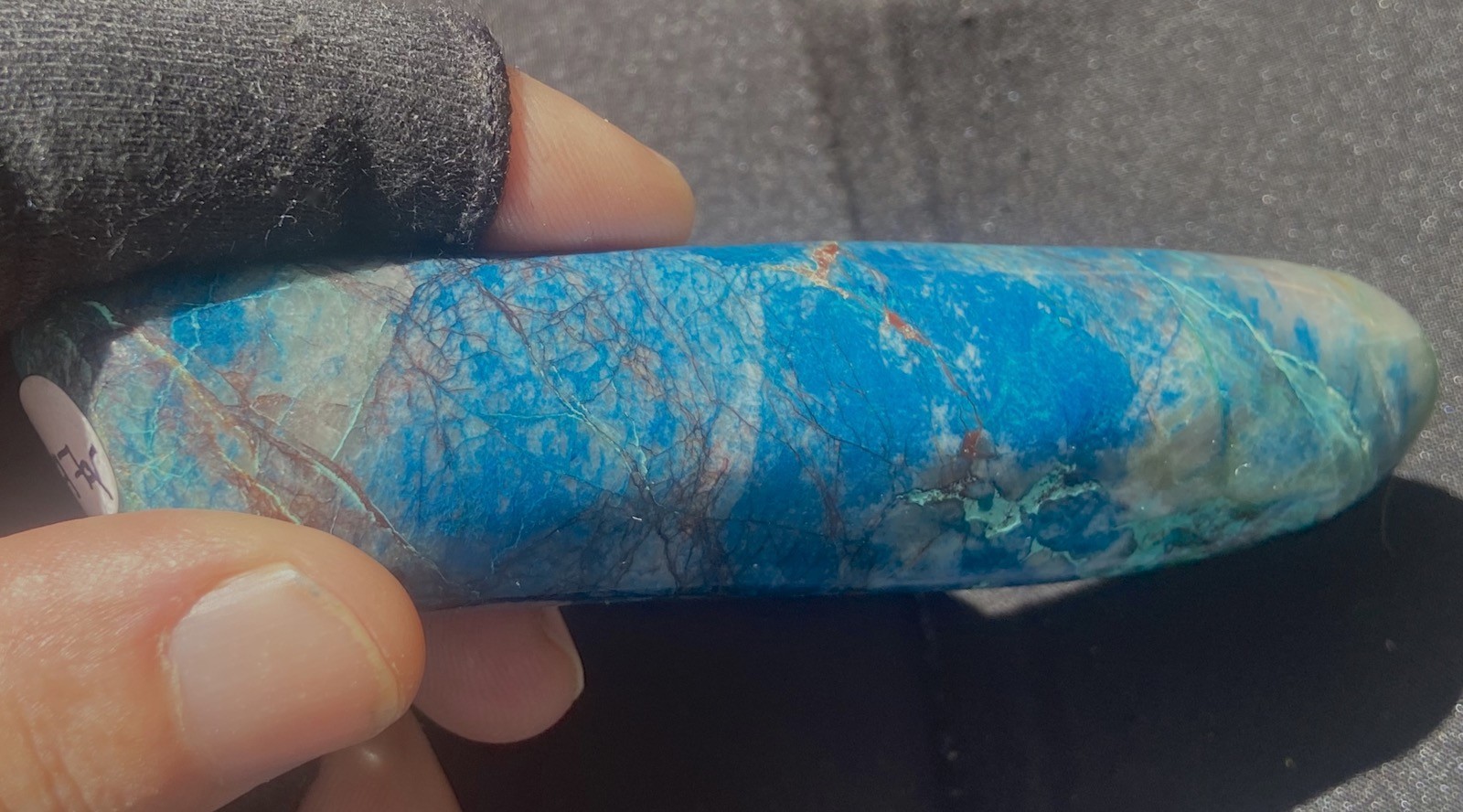 SHATTUCKITE BIG VERY FINE MASSAGE WAND CERULEAN BLUE POLISHED 15 GRAM NAMIBIA