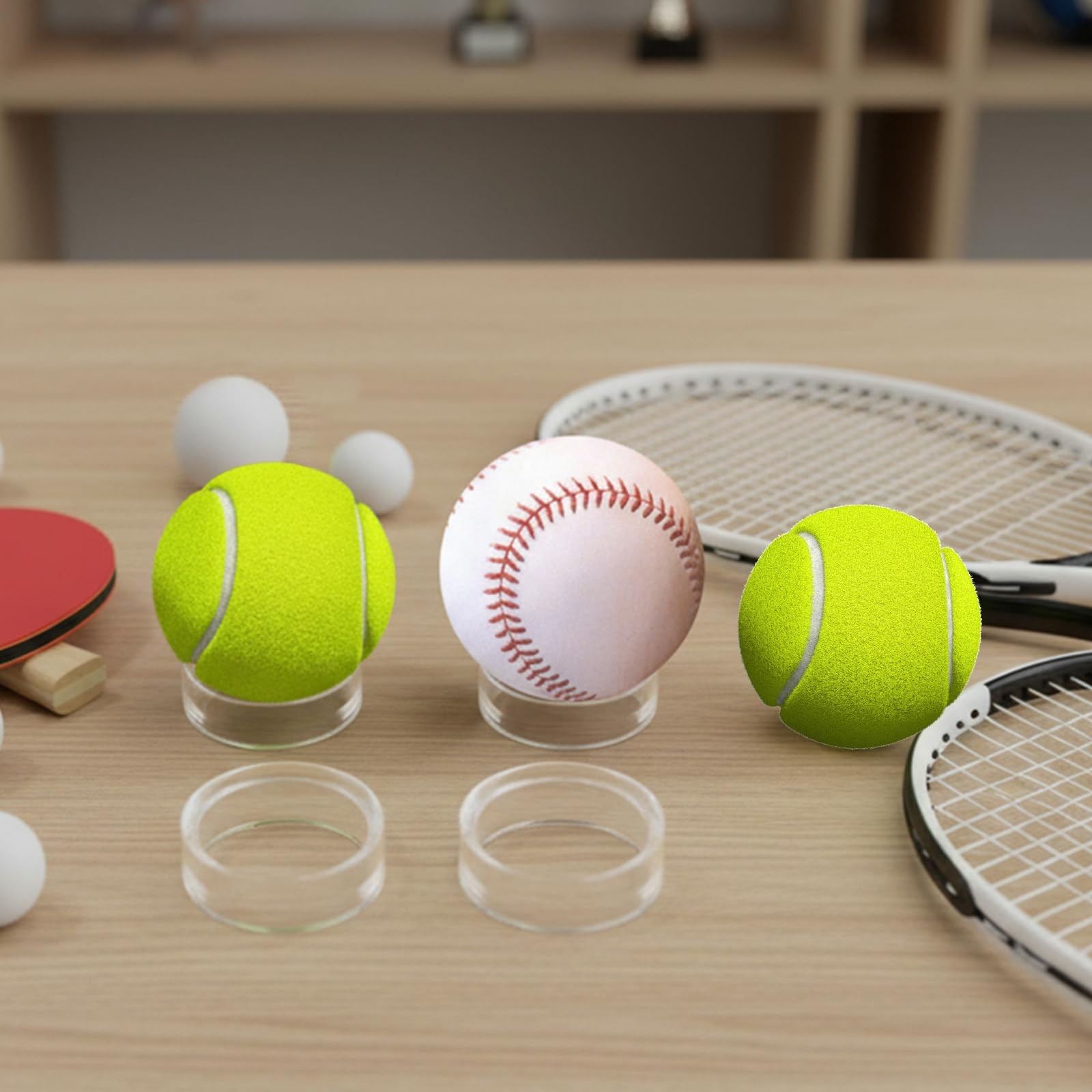15 PCS Clear Sphere Stand, Ring Acrylic Baseball Display Stand, Baseball Stan…