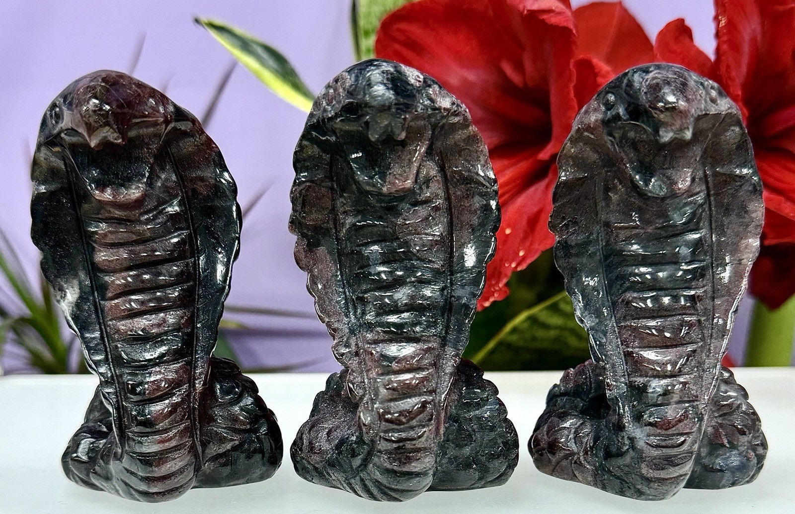 Wholesale 4 PCs Natural Garnet Astrophyllite/ Arfvedsonite Coba Snake Crystals