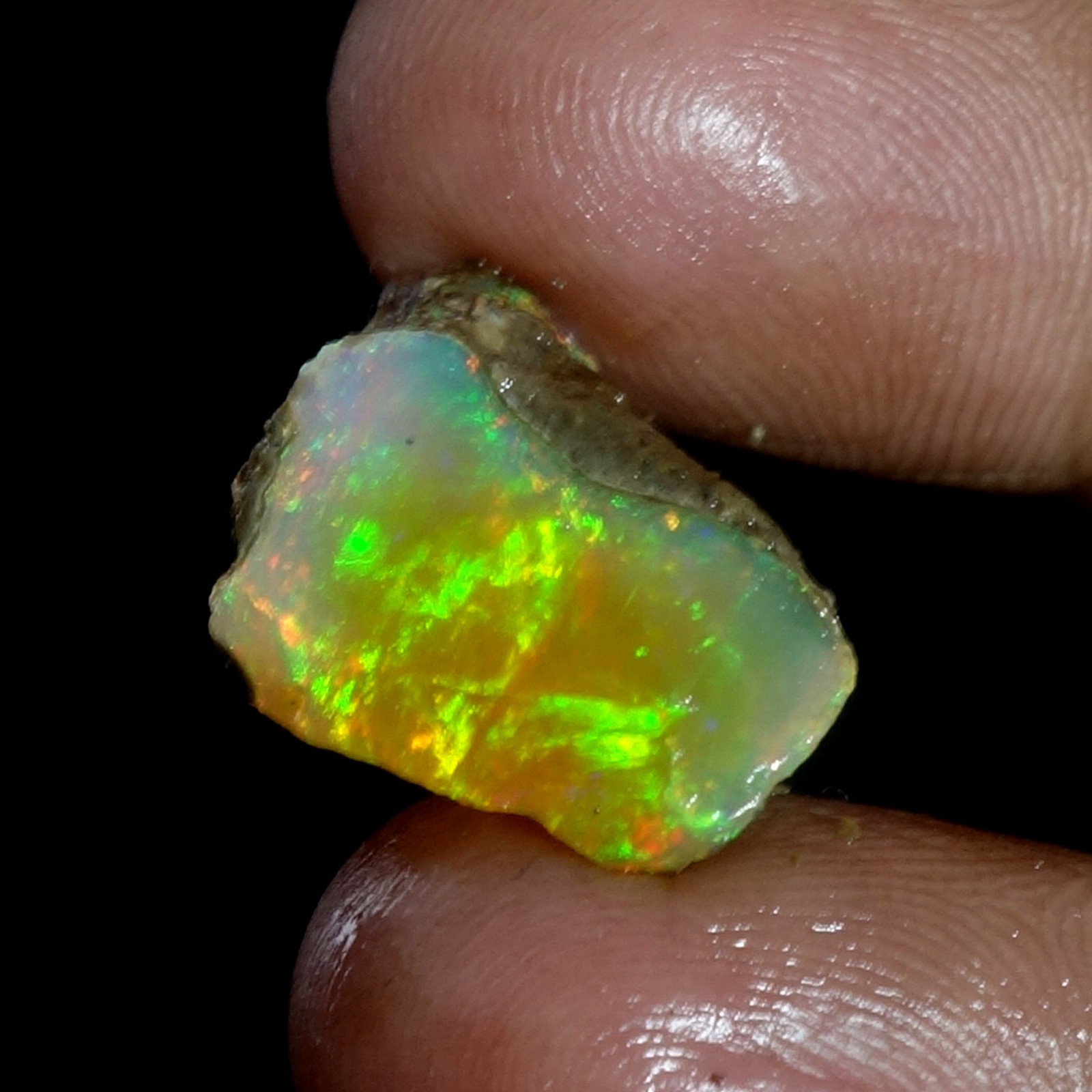 AA+ Ethiopian Oli Opal Rough Entreated Welo Opal Multi Fire Color Flash 12.10Cts