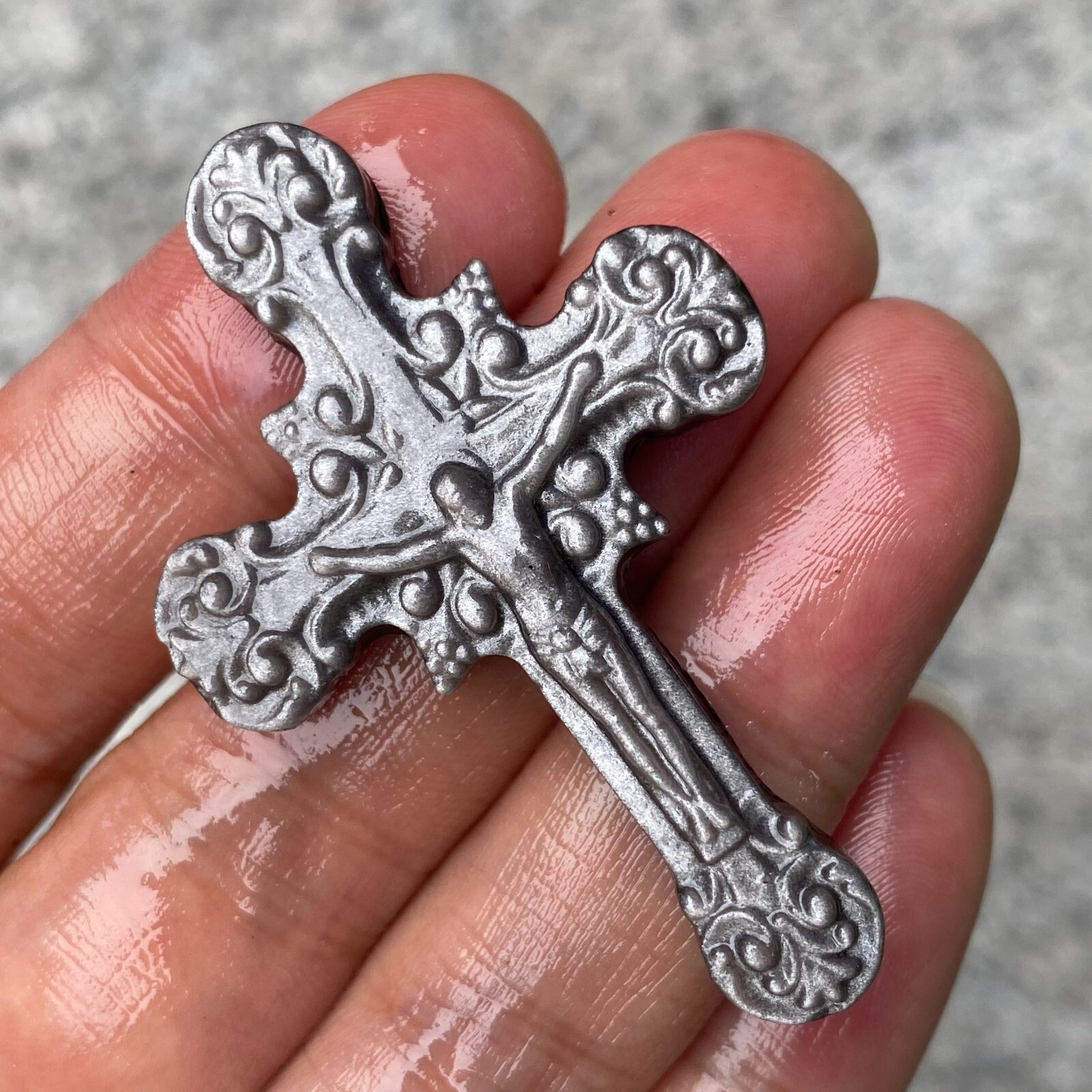 TOP Natural Silver Obsidian Quartz cross crystal Hand Carved Healing 1PC
