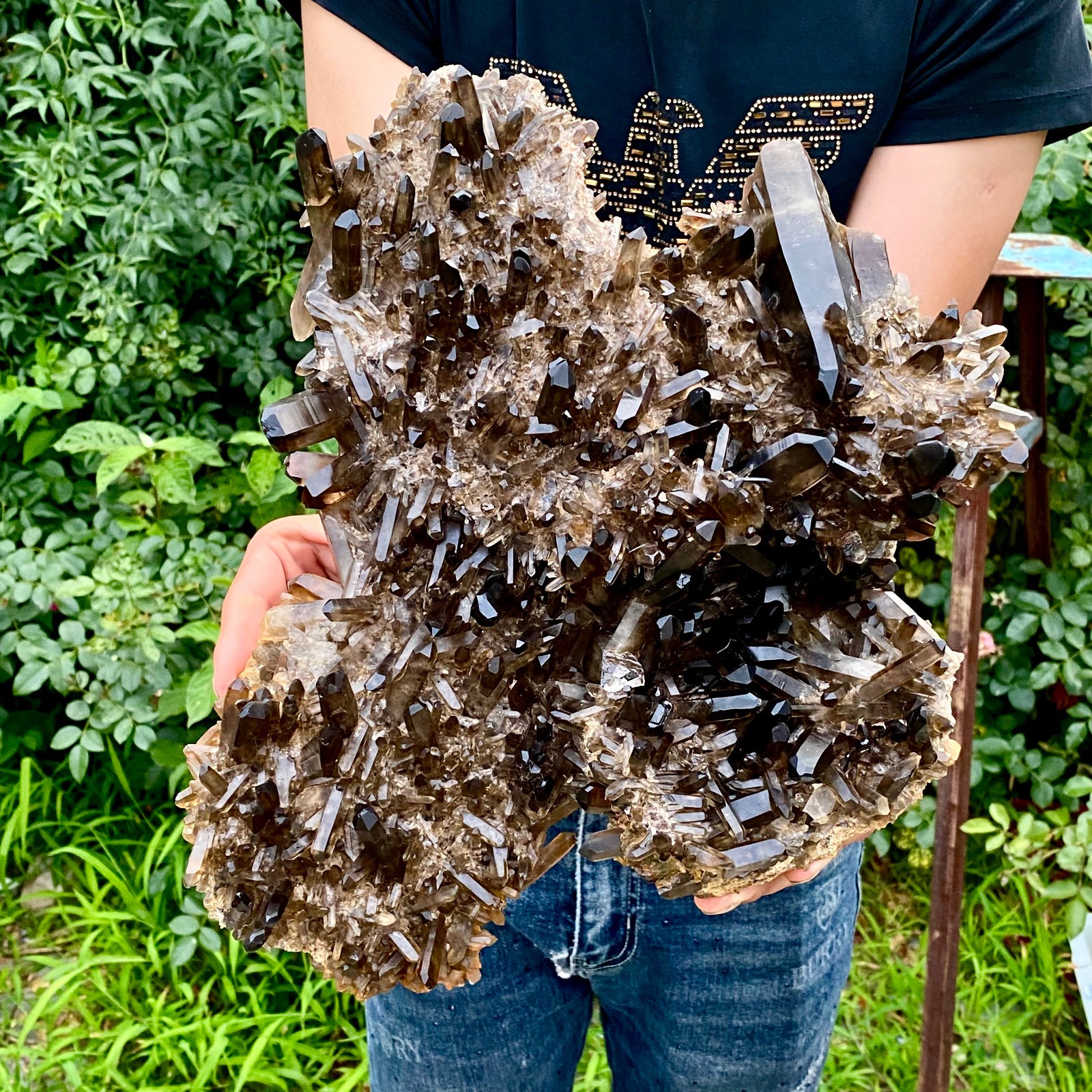 10.8LB Natural Tea black Crystal quartz Cluster Mineral Specimen Healing reiki